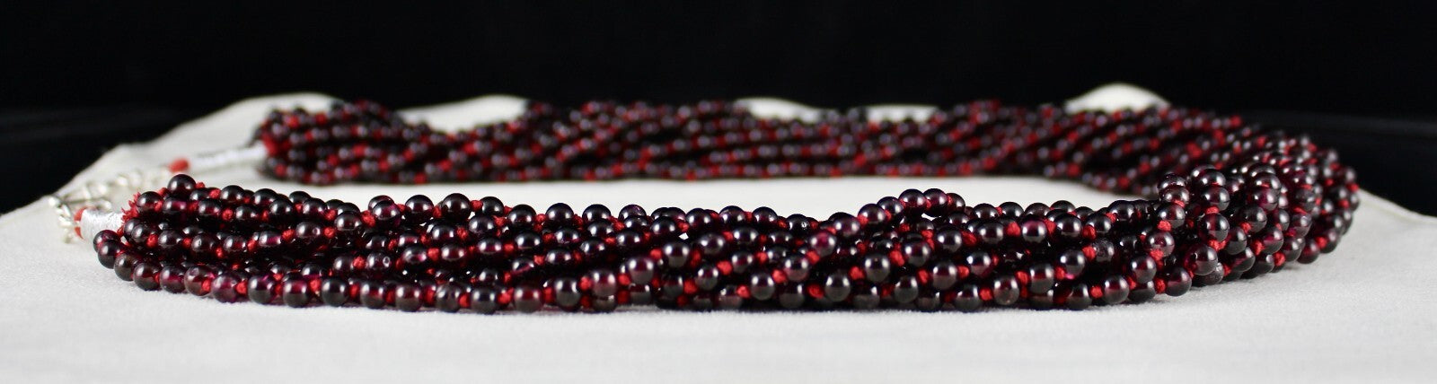 Natural Red Garnet Beads 2043 Ct Round Knotted 15 Line Gemstone Necklace