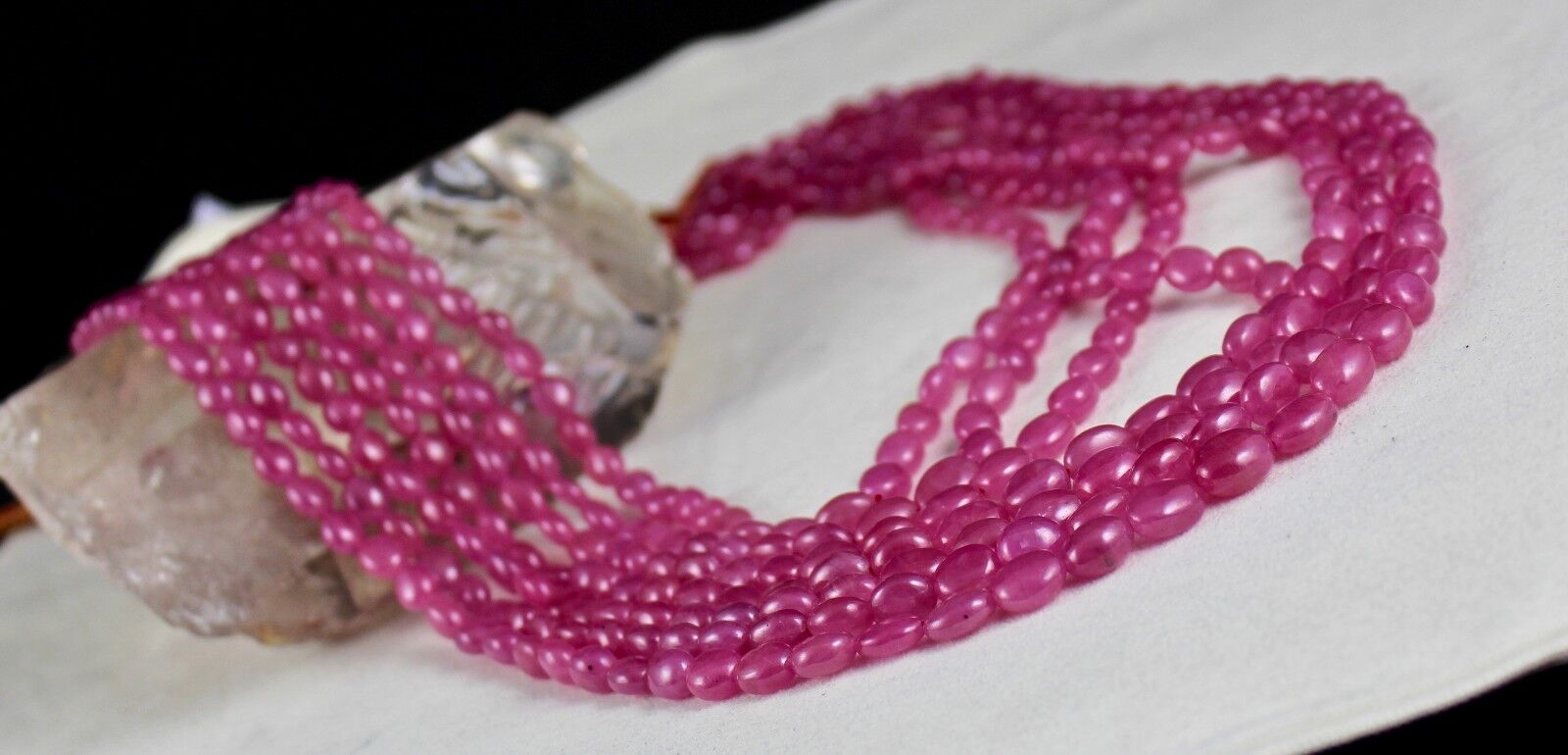 NATURAL UNTREATED RUBY LONG BEADS 7 LINE 1028 CARATS LADIES GEMSTONE NECKLACE