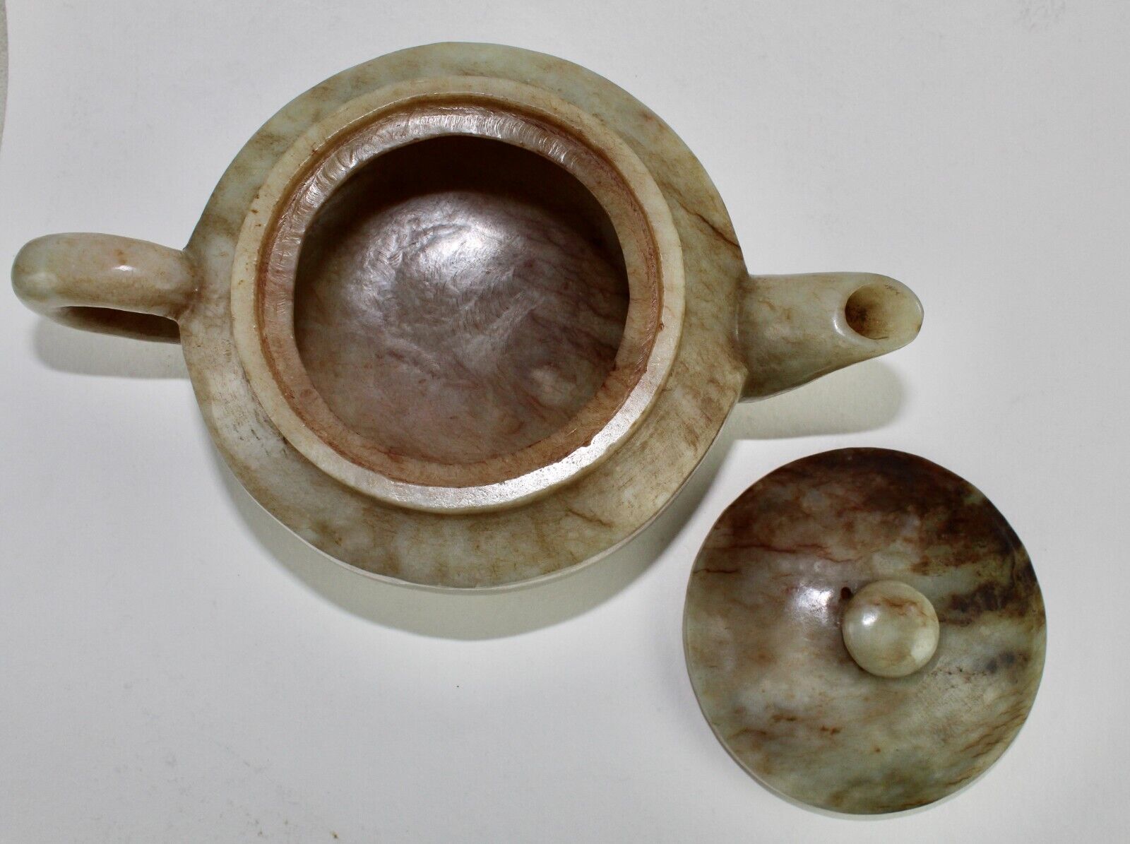 Vintage Natural Nephrite Jade 5033 Ct Old Gemstone Carved Tea Pot For Home Decor