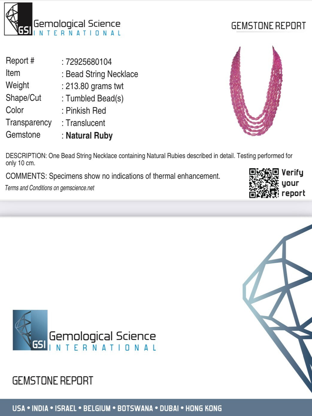 Certified Natural Ruby Beaded Necklace 1046 Ct Pink Gemstone Long Beads