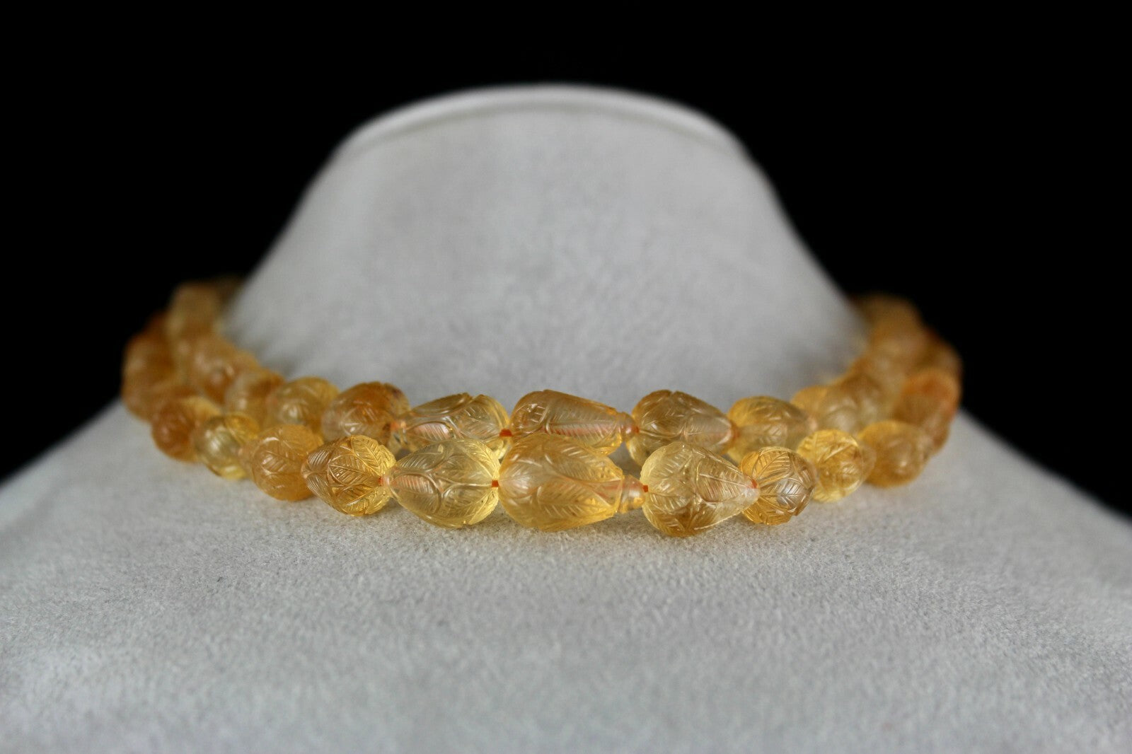 Certified Natural Citrine Carved Drops Beaded Necklace 467 Ct For Women