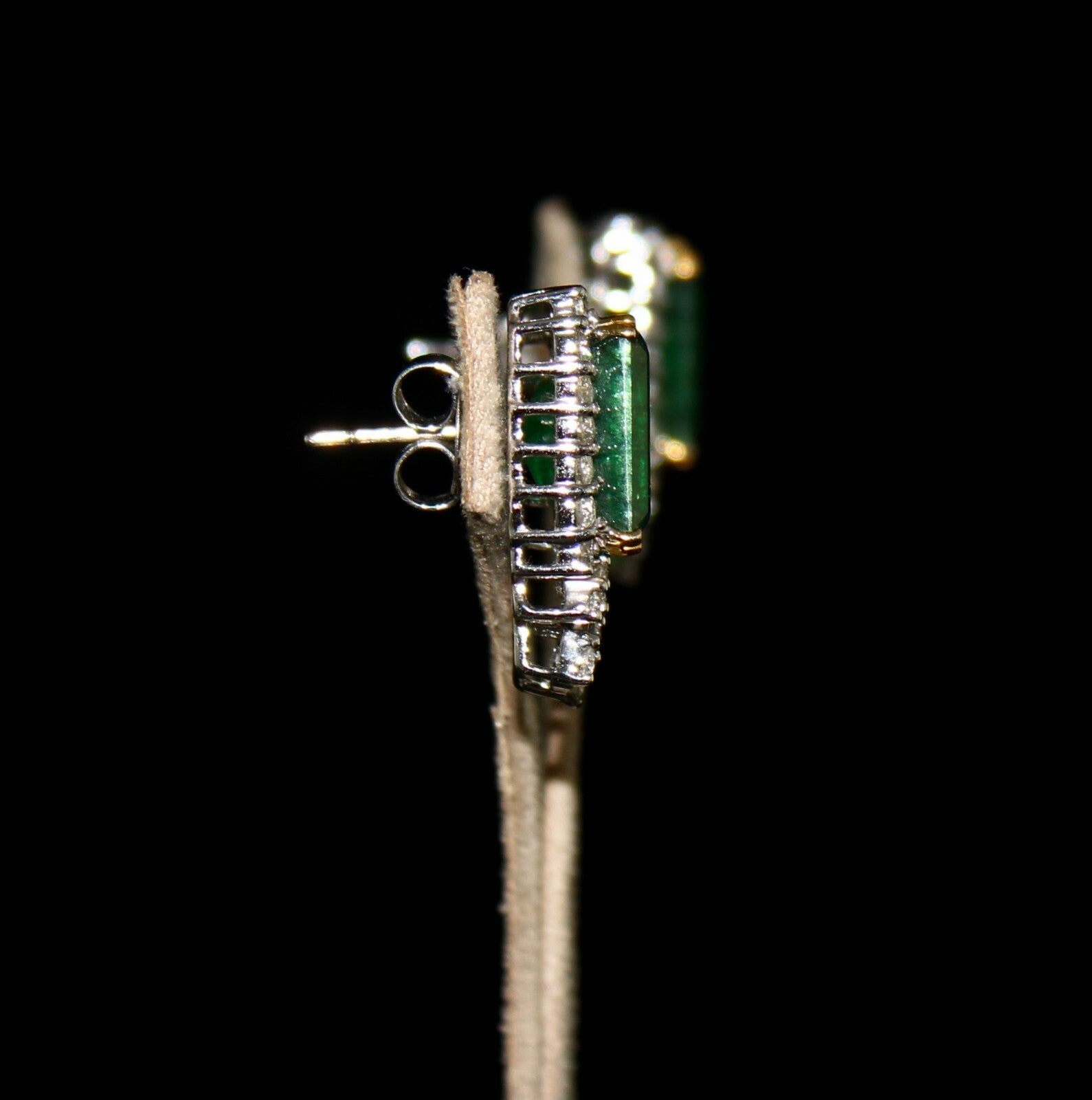 Certified Natural Zambian Emerald 64ct Natural Diamond 18k Gold Stud Earrings