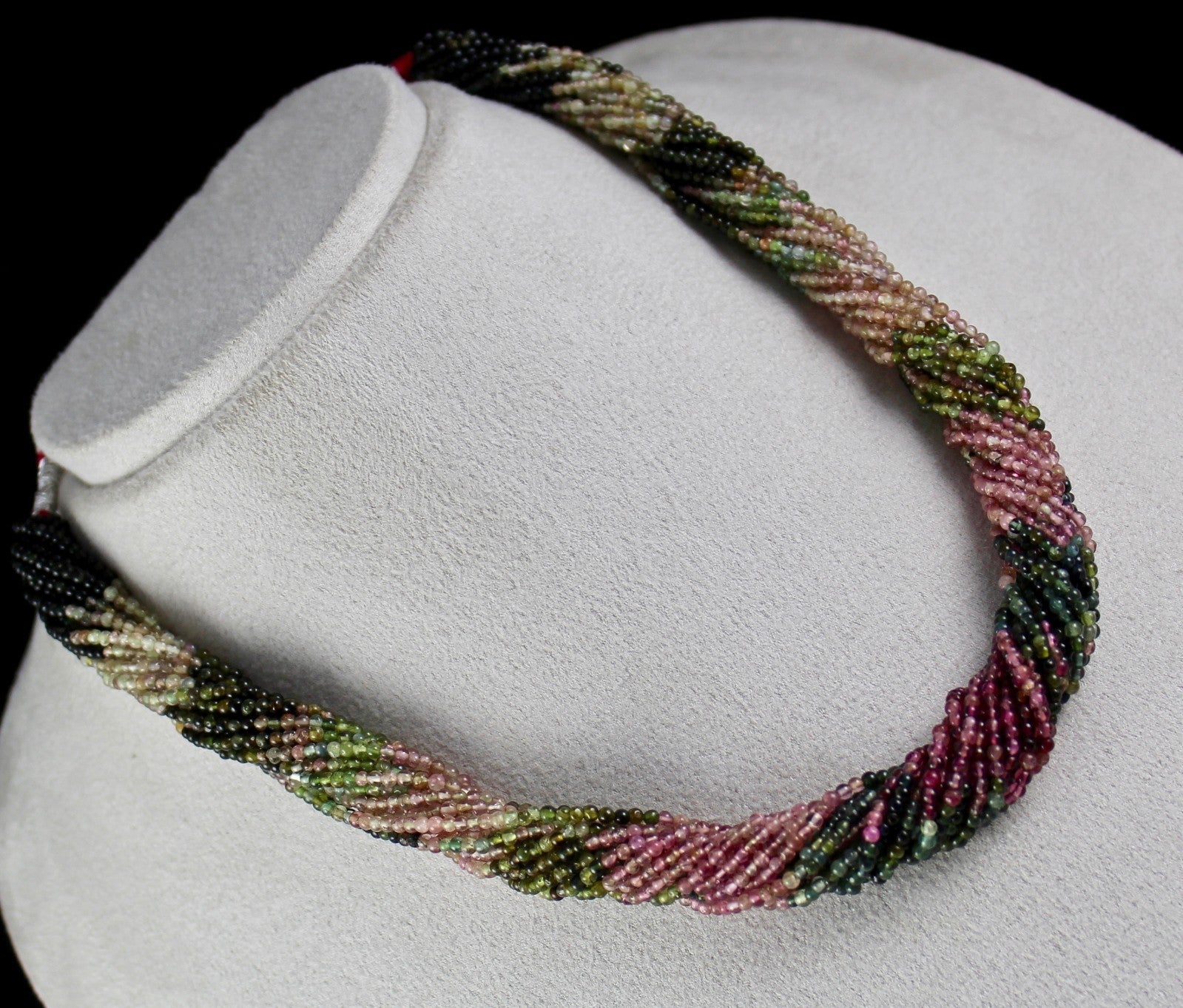 Natural Multi Colour Tourmaline Beads Necklace 925 Sterling Silver Hook