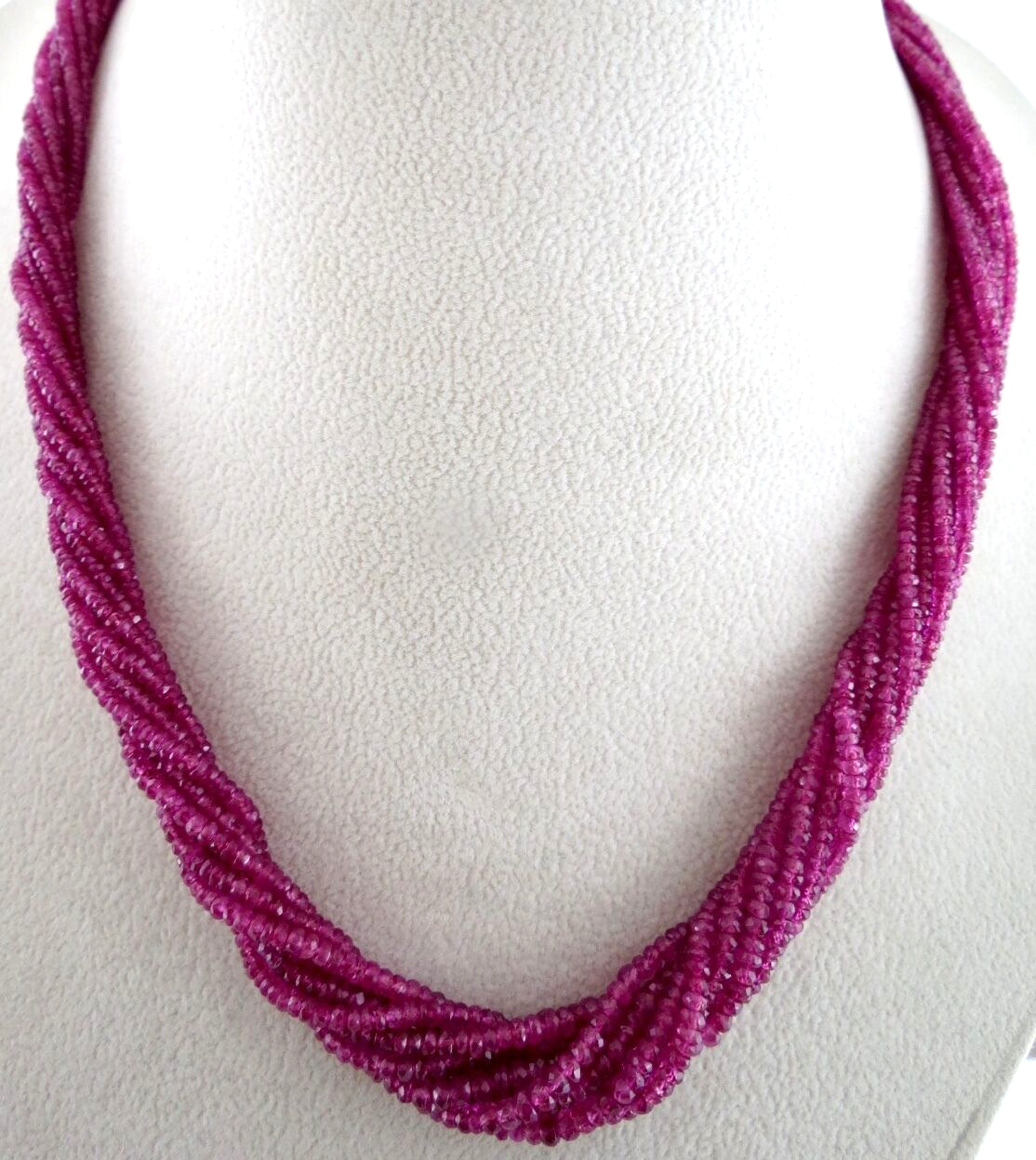 NATURAL HEATED RUBY BEADS 296 CTS FACETED ROUND 18KGOLD GEMSTONE LADIES NECKLACE