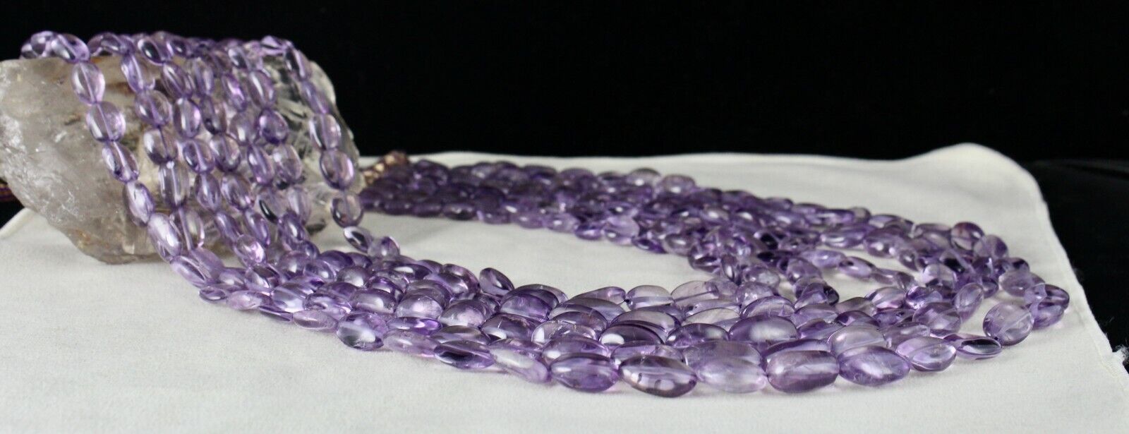 Natural Amethyst Beaded Long Nugget 7 L 1434 Ct Purple Gemstone Fashion Necklace
