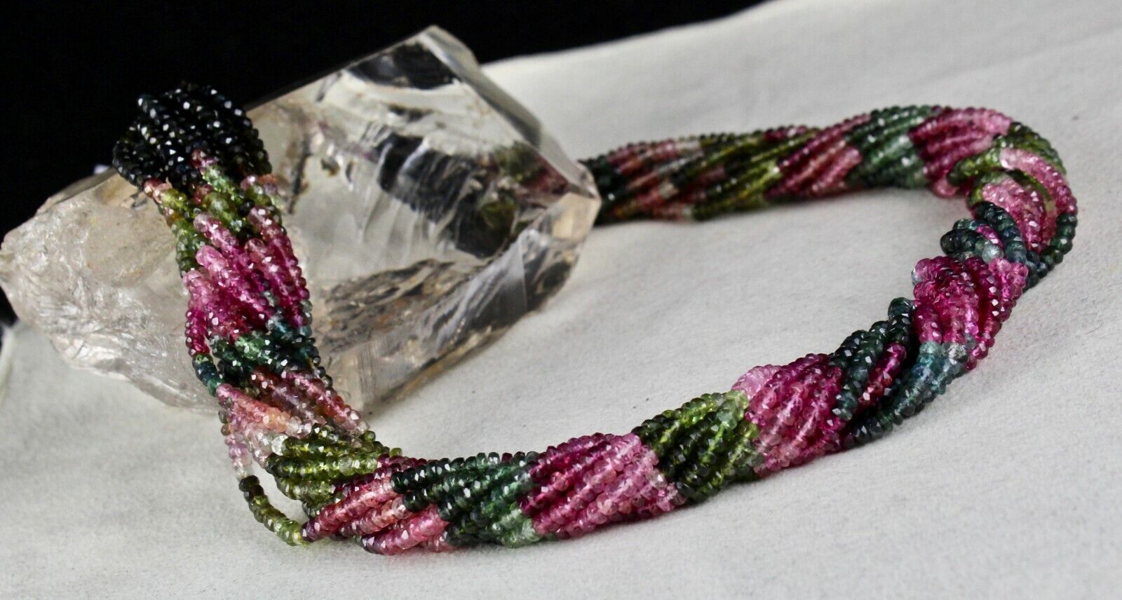 Natural Multi Tourmaline Beads 12 L 560 Ct Faceted Round Gemstone Fine Necklace