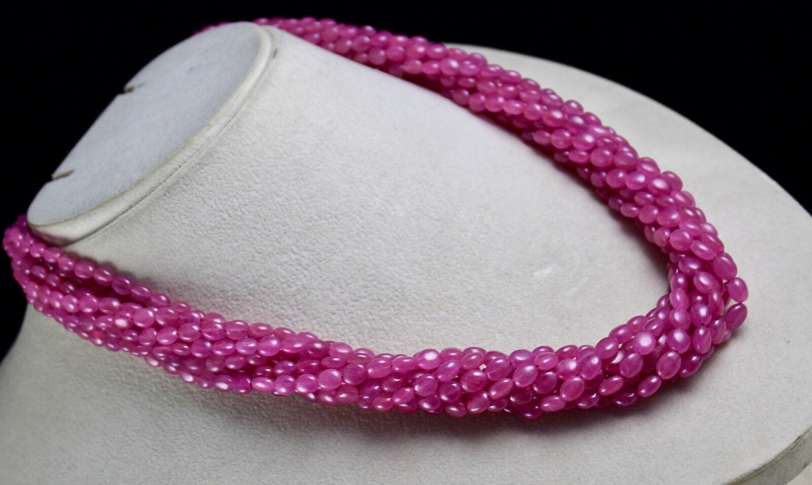 NATURAL RUBY CABOCHON BEADED 9 LINE 823 CTS CHARMING GEMSTONE 18K GOLD NECKLACE