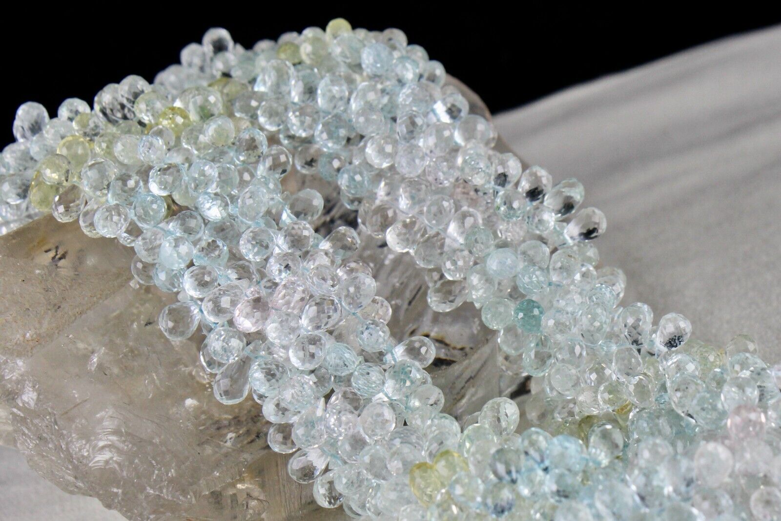 Natural Multi Aquamarine Beads Drops Faceted 5 L 776 Ct Gemstone Fine Necklace