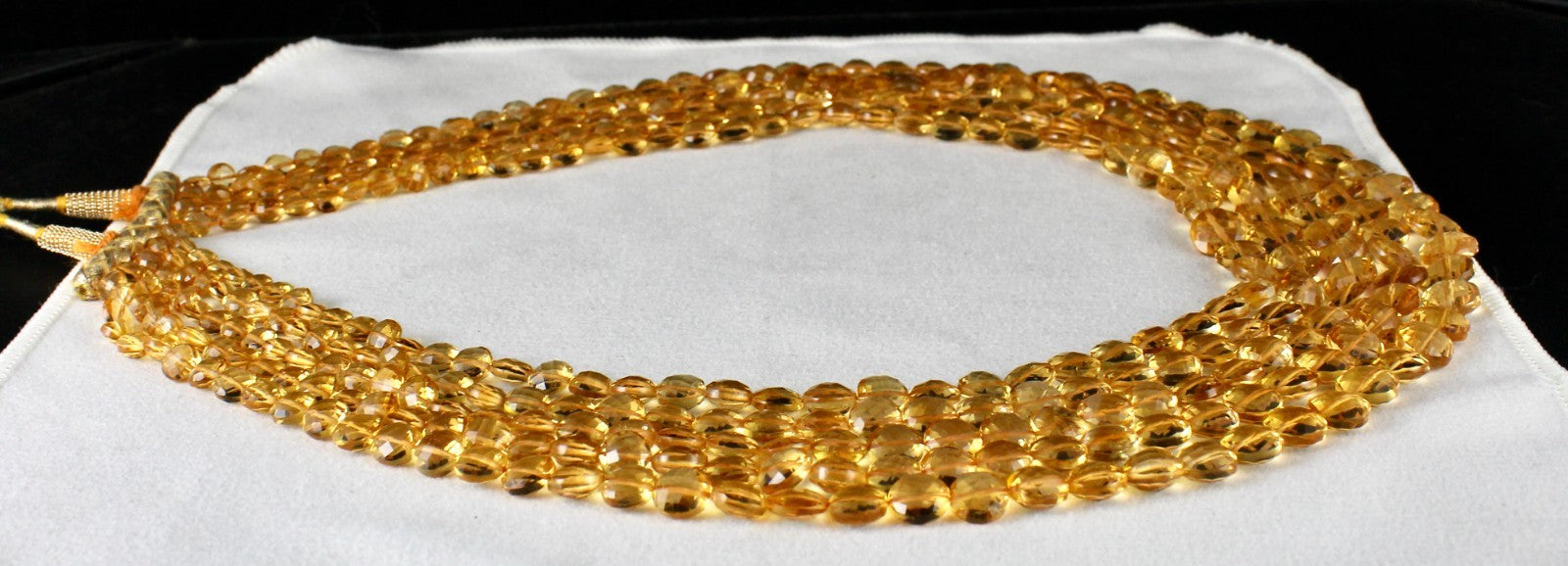 Certified Natural Yellow Citrine 752 Ct Faceted Coin Beads Necklace Women