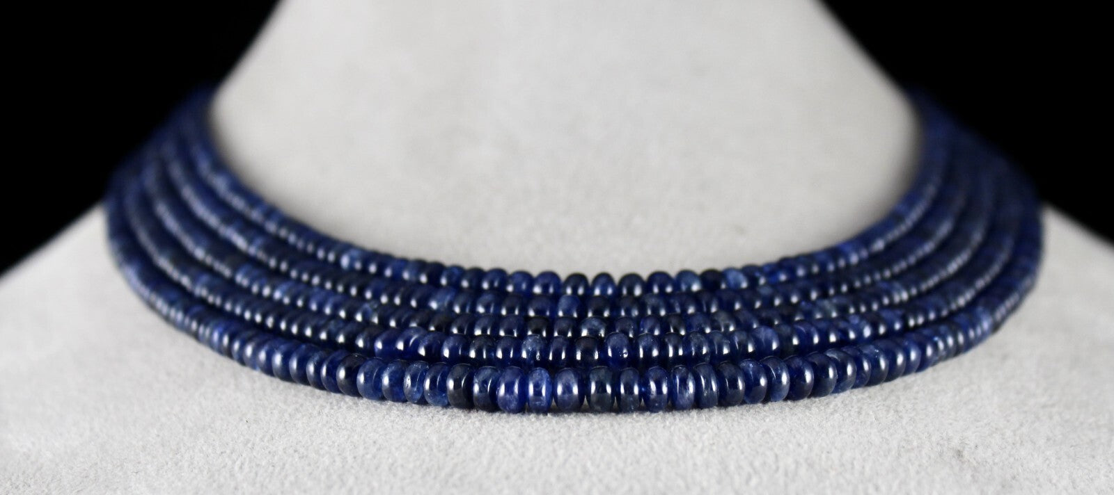 Certified Natural Blue Sapphire 581 Ct Beads Finest Round Gemstone Necklace