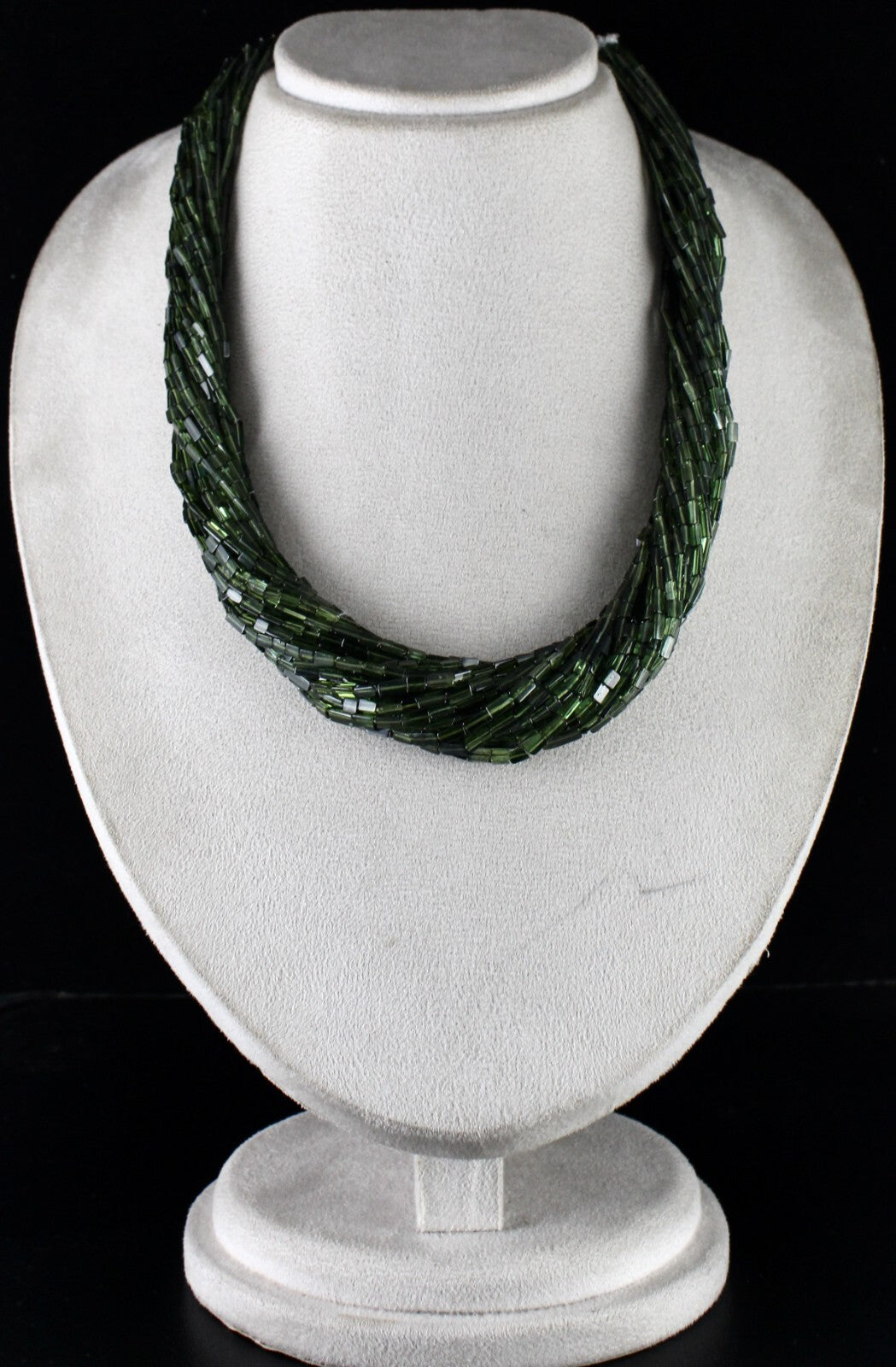 Certified Natural Green Chrome Tourmaline 700 Ct Beads Sterling Silver Necklace