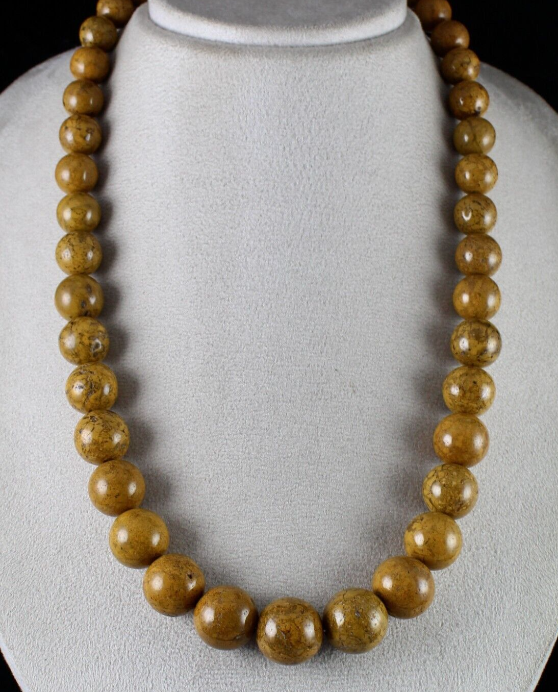 NATURAL YELLOW JADE BEADED ROUND NECKLACE 1 L 911 CARATS BIG GEMSTONE STRING