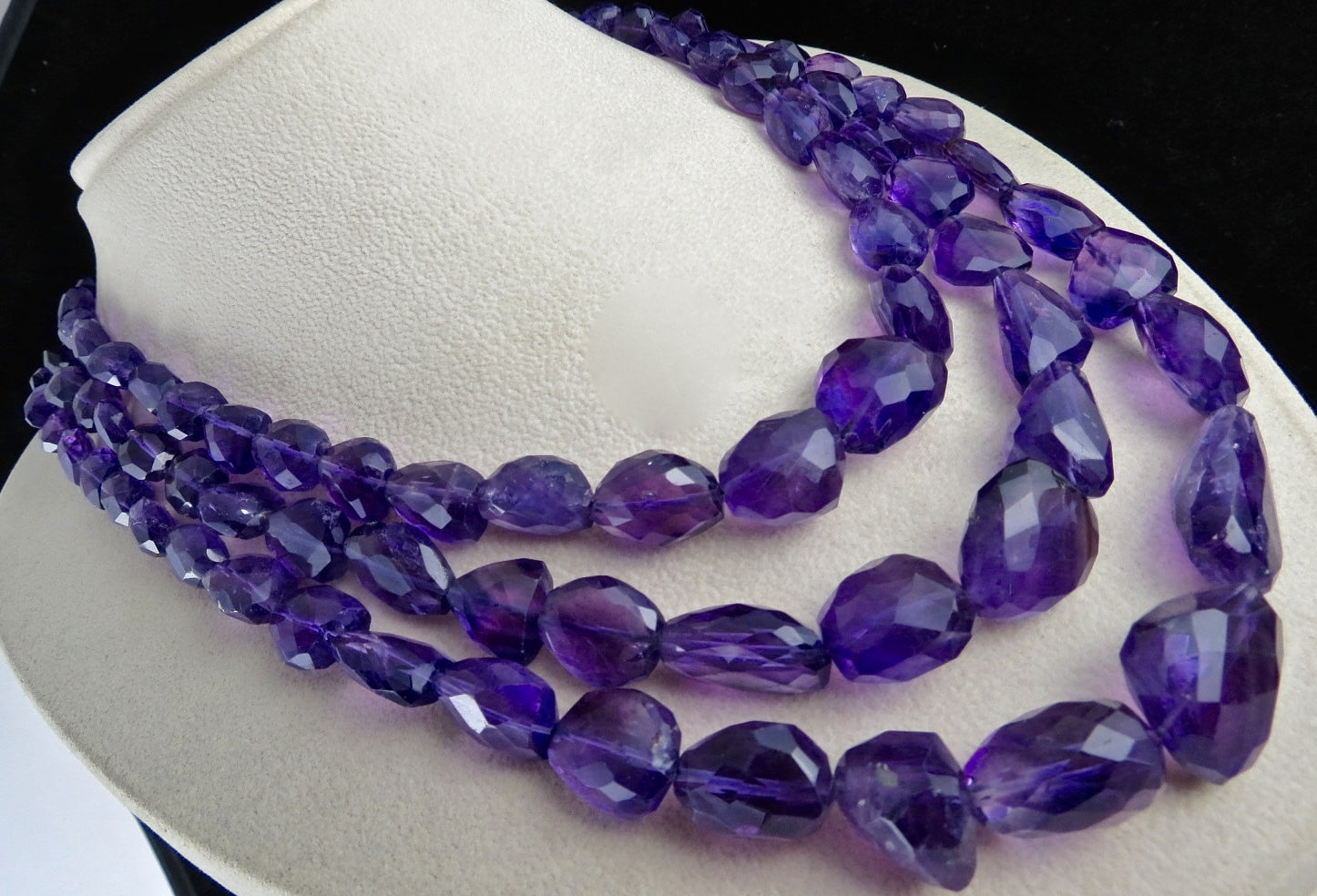 Certified Natural Amethyst 1112 Ct Faceted Tumble Purple Gemstone Necklace
