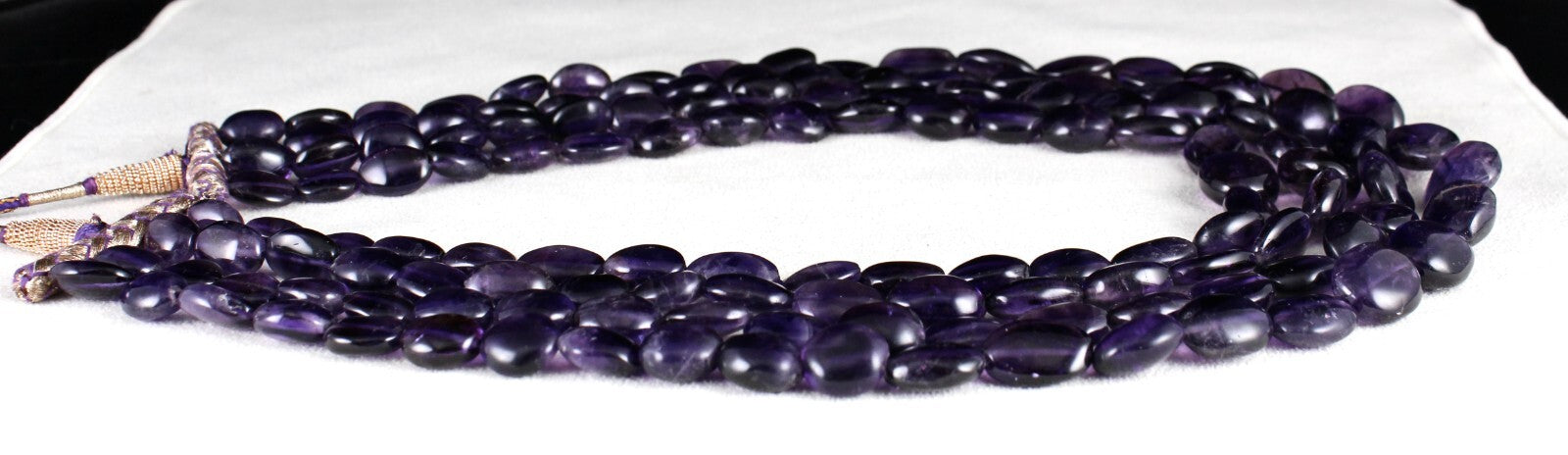 Natural Amethyst Oval Cabochon Beads Fashion Necklace 944 Ct Purple Gemstone