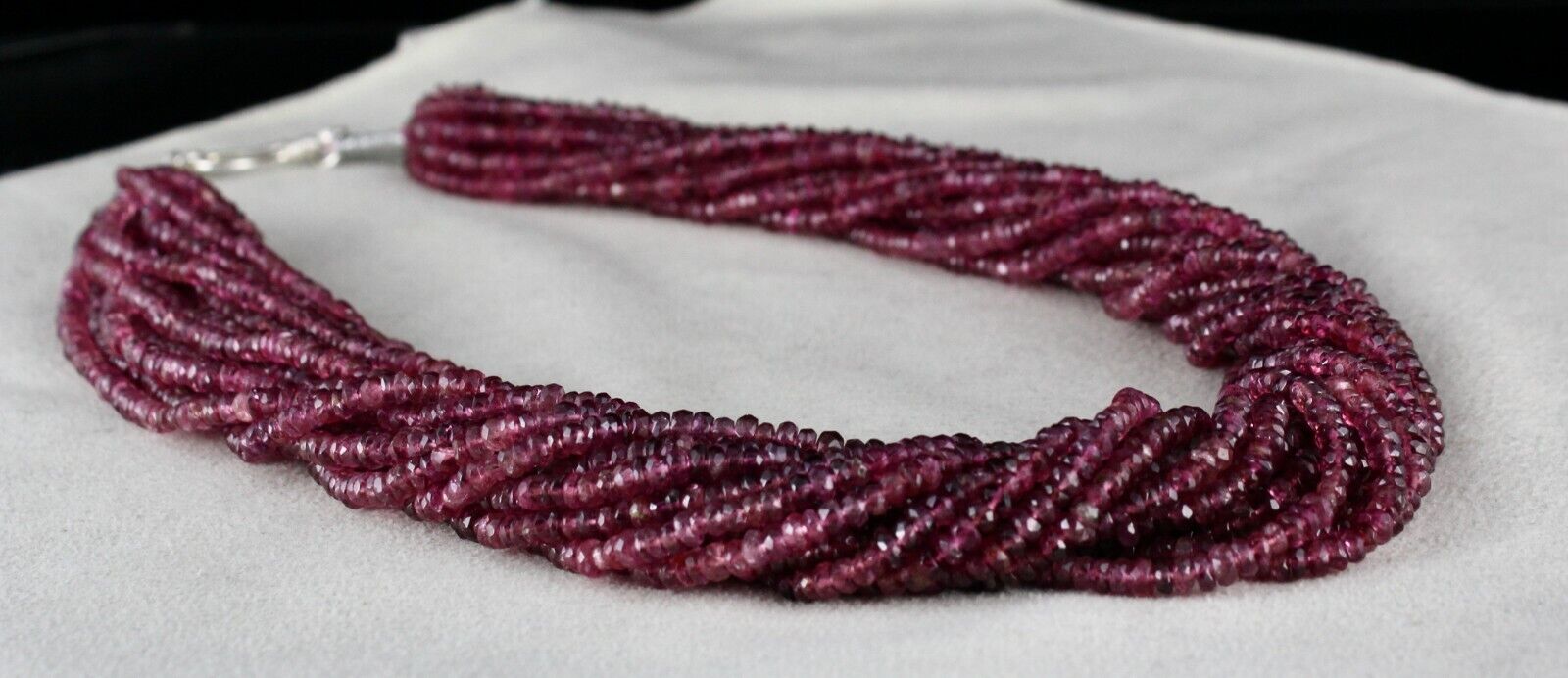 Natural Pink Tourmaline Beaded Necklace 15 L 798 Cts Facet Gemstone Silver Clasp