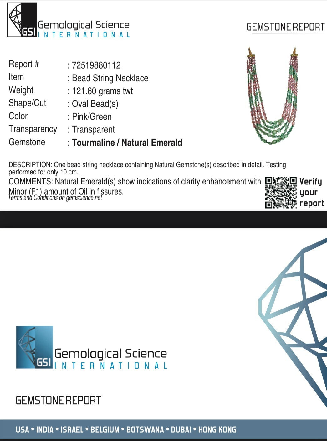 Certified Natural Emerald Tourmaline 581 Ct Multi Colour Beads Necklace 5l