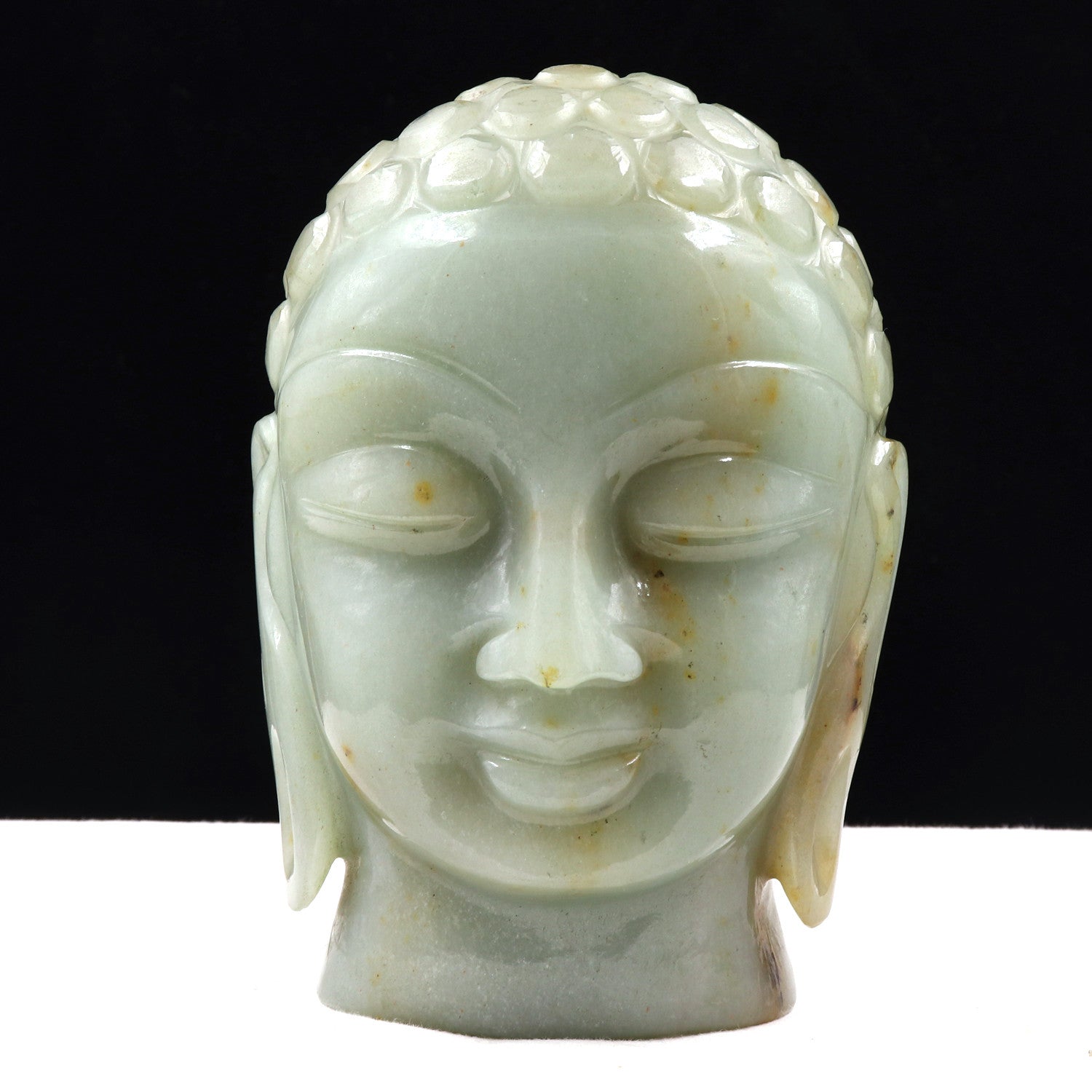 Certified Natural White Jade Buddha Head 7915 Ct Gemstone Statue Home Decor
