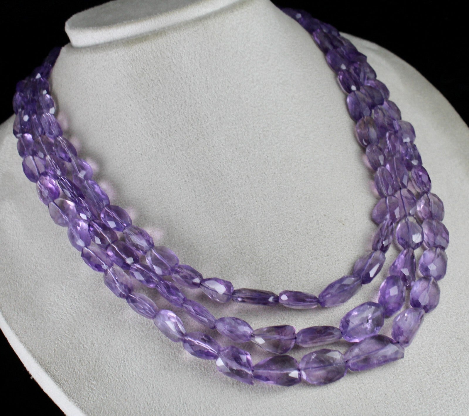 Amethyst 785 Ct Faceted Tumble Beads Purple Gemstone Fashion Necklace