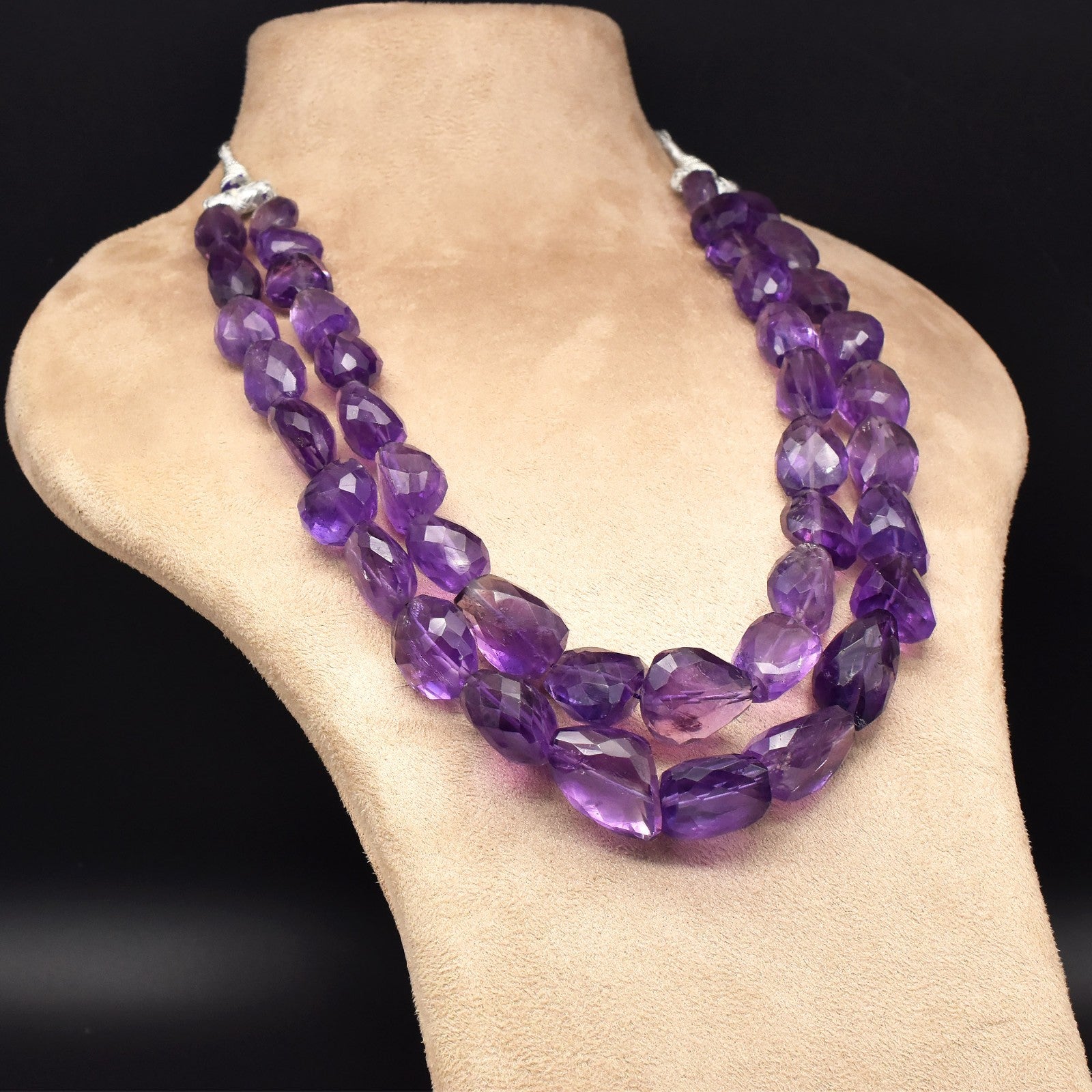 Natural Amethyst Faceted Tumble Beads 1005 Ct Purple Gemstone Fashion Necklace