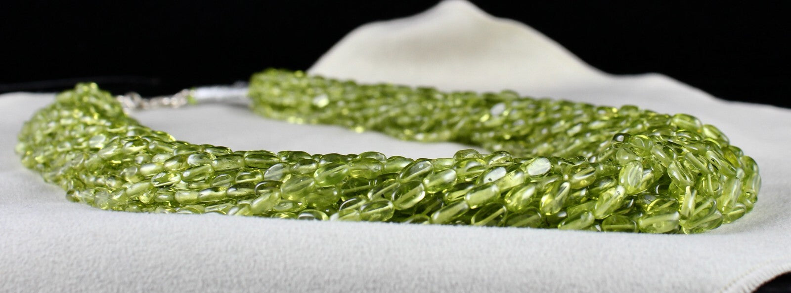 Natural Peridot Green Gemstone Statement Necklace 23 L 1391 Ct Beaded Cabochon