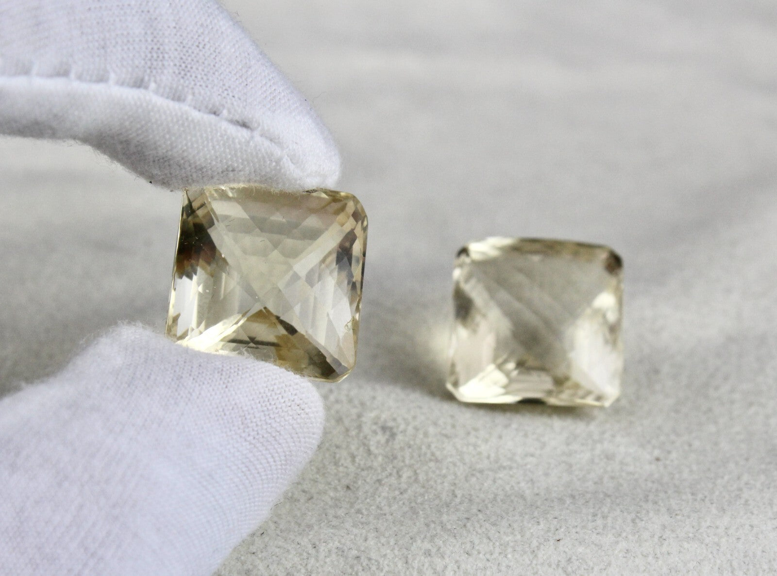 Natural Yellow Citrine Pair 69.50 Ct Square 2 Pcs Loose Gemstone Earring