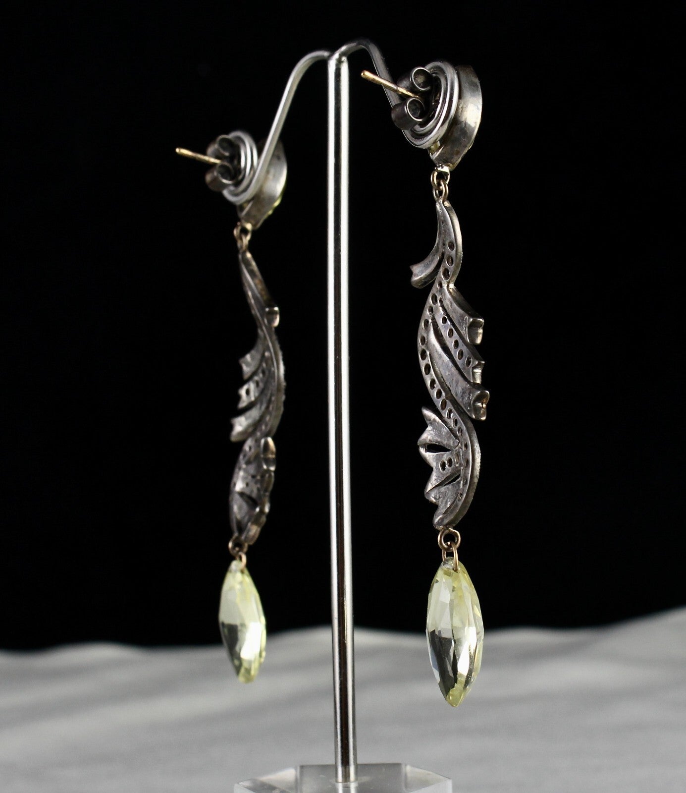 Certified Lemon Quartz 10ct Natural Diamond 18k Gold Sterling Silver Earrings