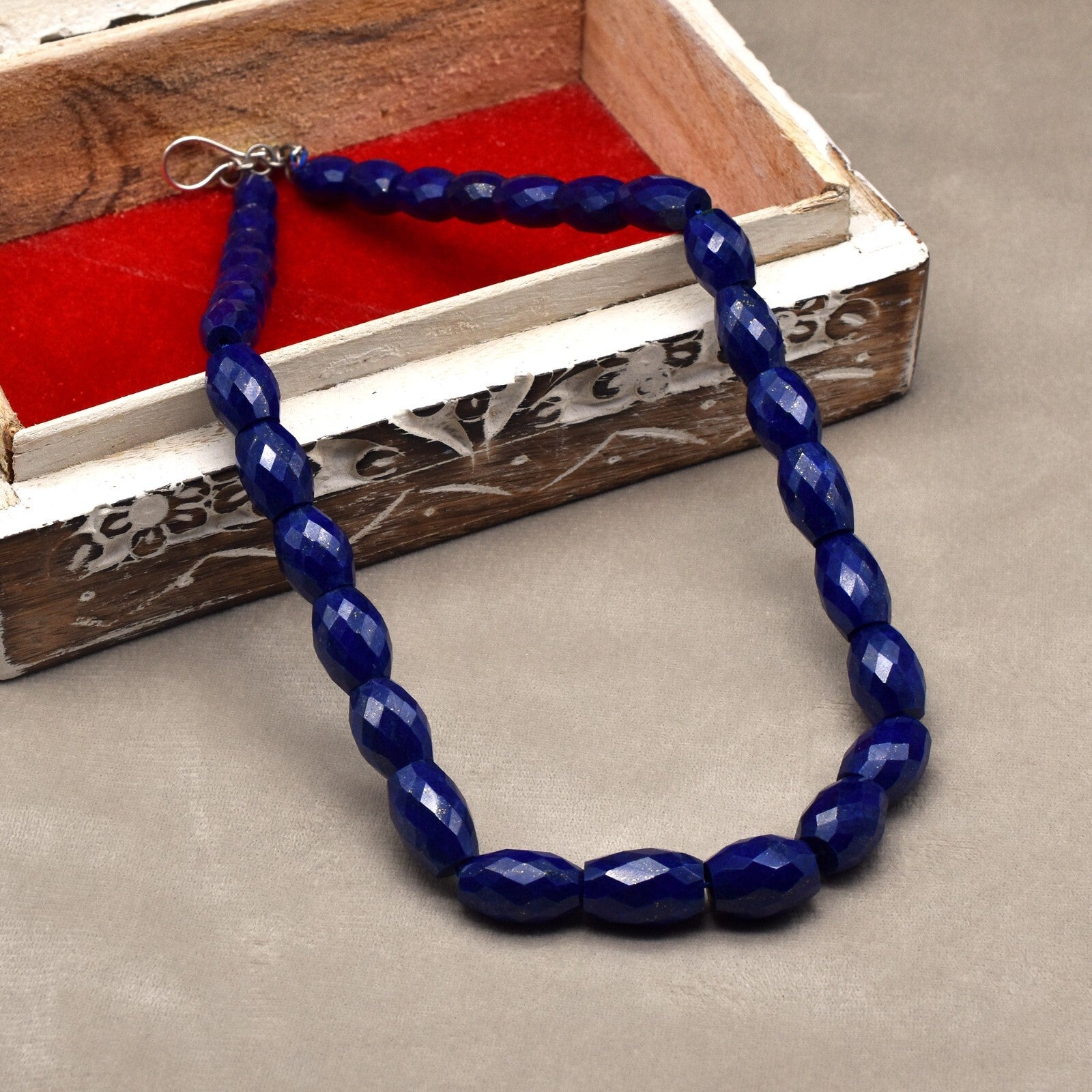 Certified Natural Blue Lapis Lazuli 534 Ct Sterling Silver Gemstone Necklace