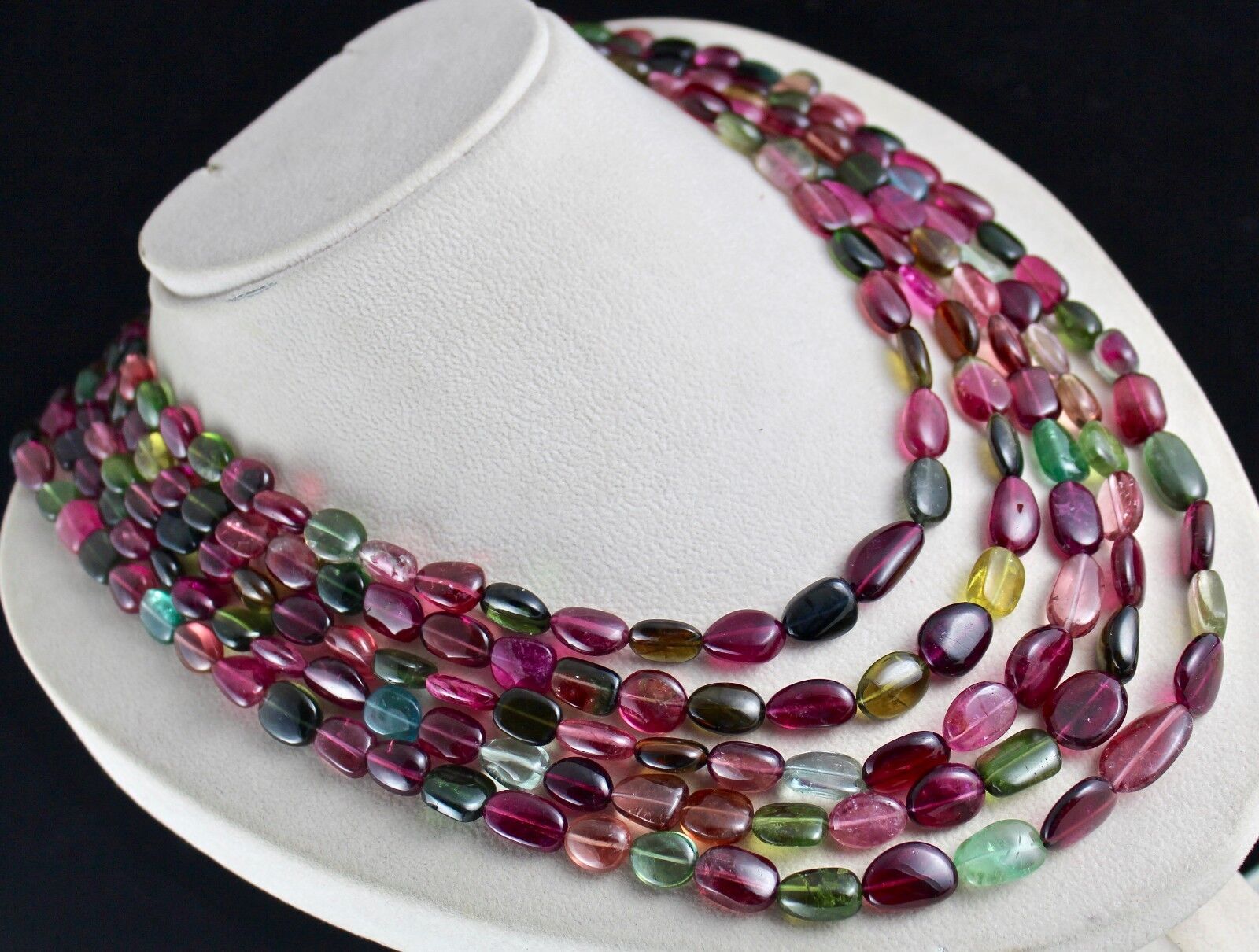 Natural Water Melon Tourmaline Beads Cabochon 5 L 1253 Ct Fine Gemstone Necklace