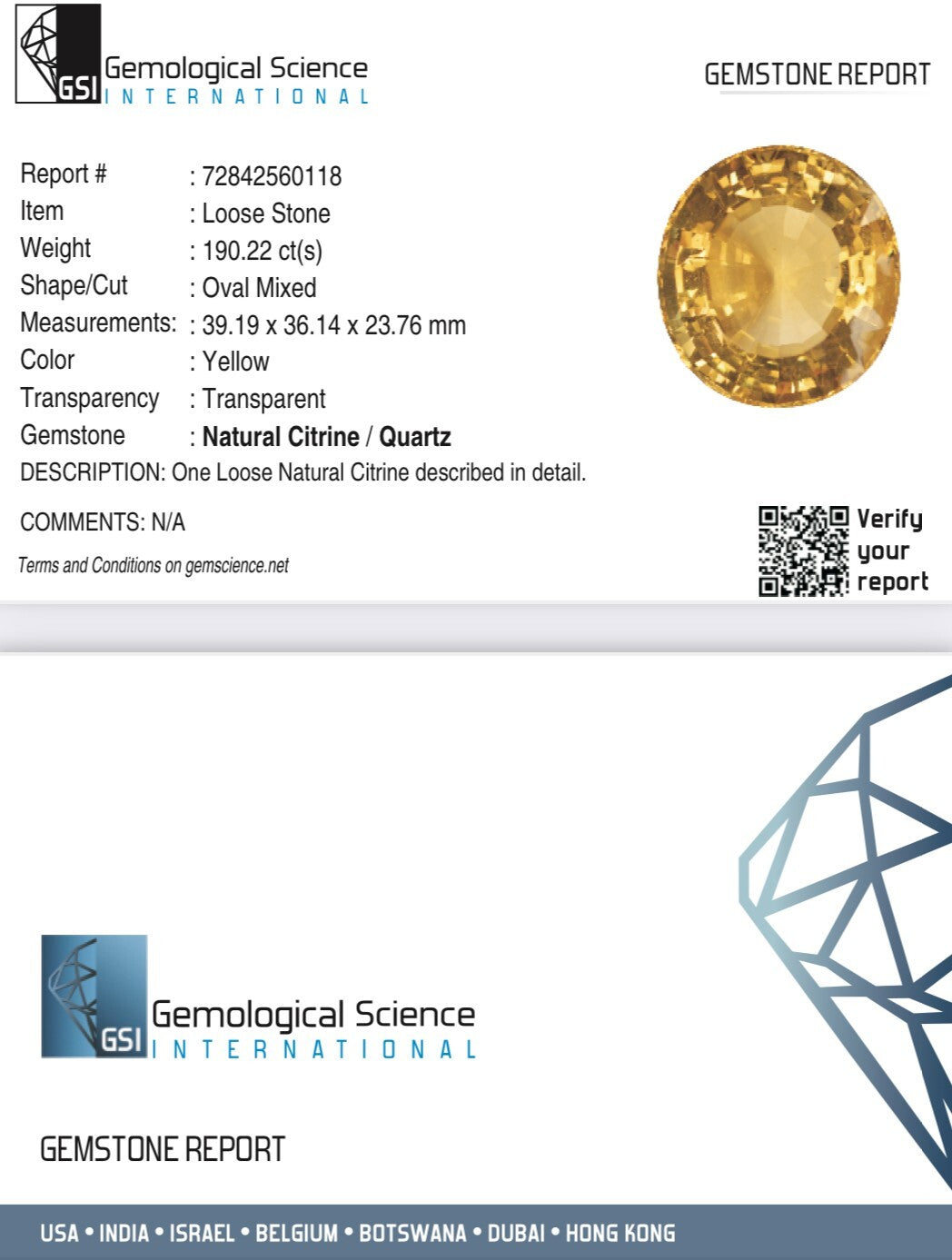 Certified Natural Citrine 190 Ct Oval 39x36mm Loose Gemstone Pendant