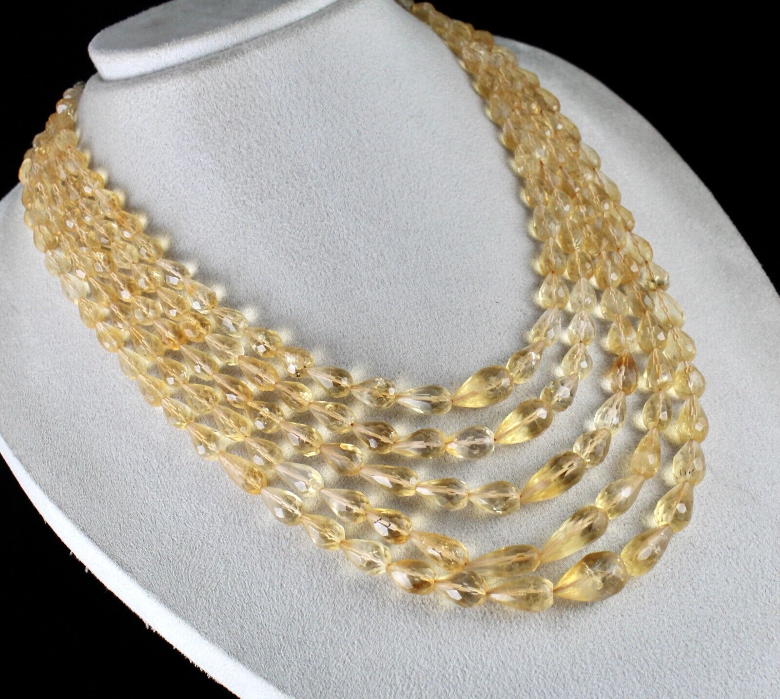 Natural Yellow Citrine Beads Faceted Drops 5 L 787 Ct Gemstone Designer Necklace