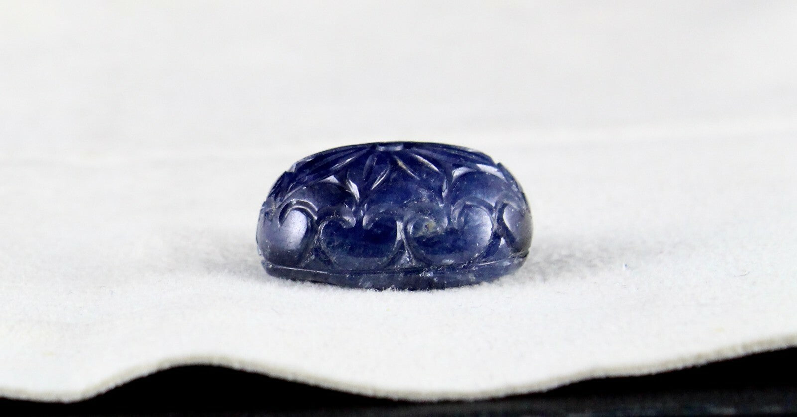 Certified Natural Unheat Blue Sapphire 44.55ct Carved Oval Gemstone Ring Pendant