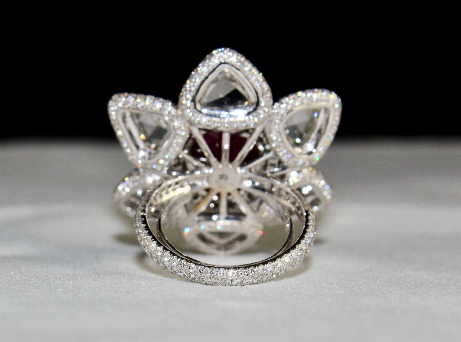 Certified Natural Burma Ruby Diamond 10.00 Ct 18k Gold Cocktail Ring For Women