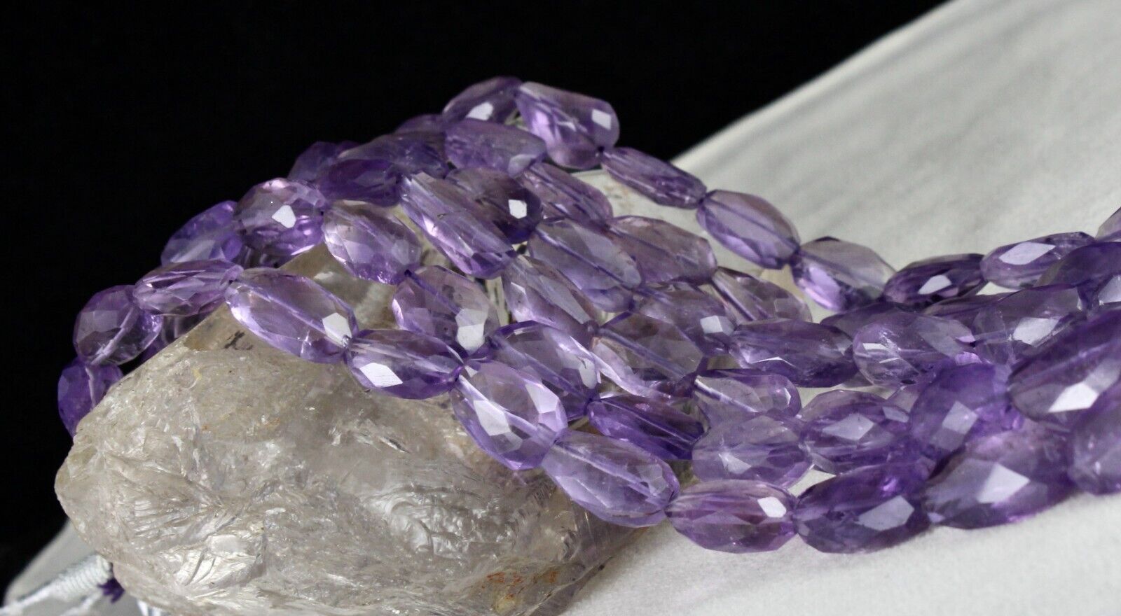 Natural Amethyst Beads Faceted Tumble 3L 861 Ct Purple Gemstone Fashion Necklace