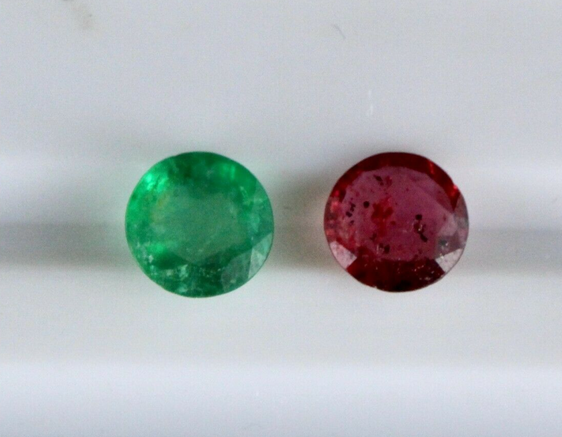 Certified Natural Emerald Ruby 2.25ct Round Cut Gemstone Ring Pendant