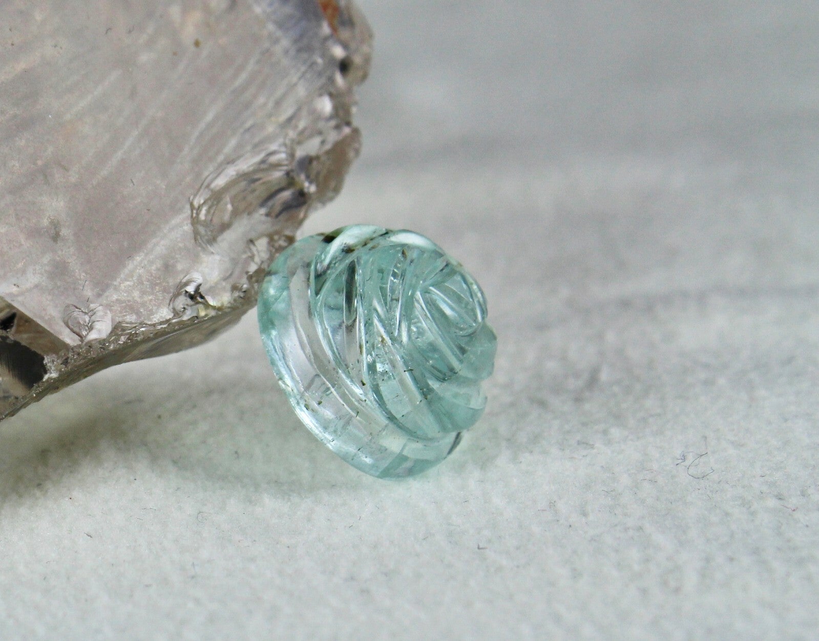 Natural Blue Aquamarine 12.48 Ct Flower Carved Gemstone Ring Pendant For Women