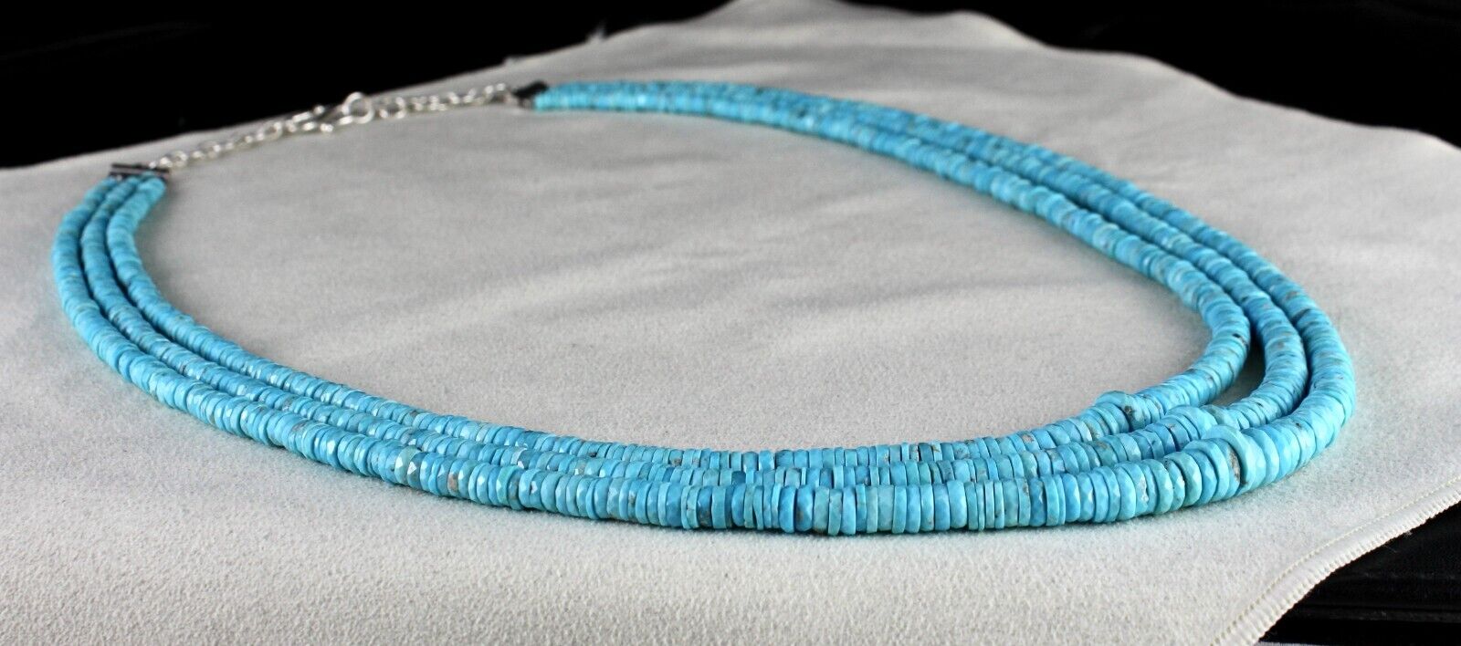 REAL NATURAL TURQUOISE FACETED BUTTON BEADS 3 L 441 CT GEMSTONE FASHION NECKLACE