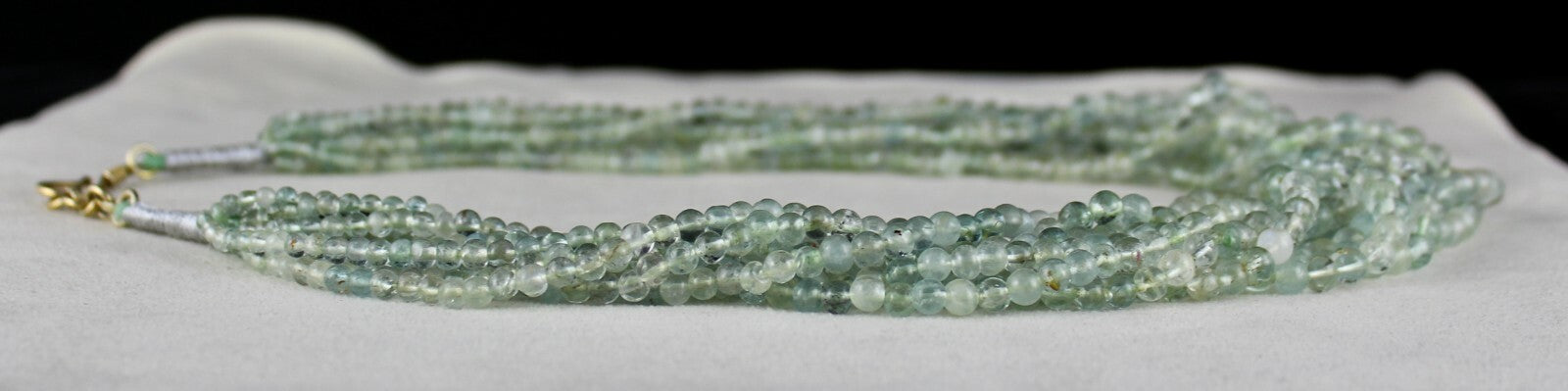 Natural Blue Aquamarine Round Beads 890ct Sterling Silver Necklace