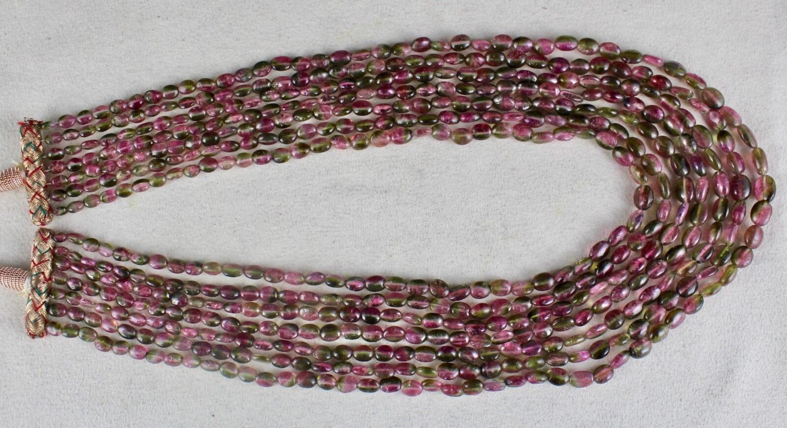 NATURAL BI COLORS MULTI TOURMALINE BEADS CABOCHON 456 CTS GEMSTONE NECKLACE