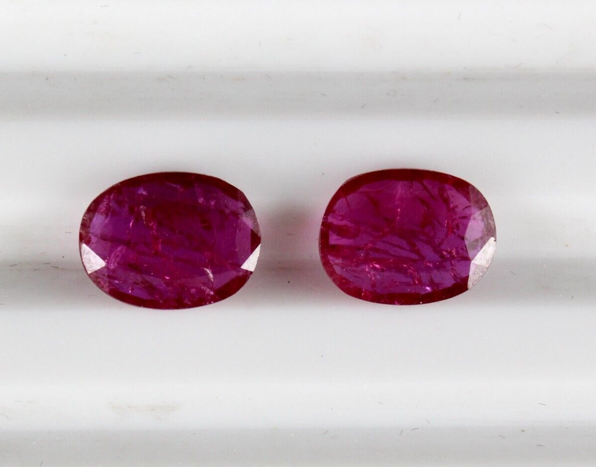 NATURAL RUBY OVAL CUT 4.92 CTS MOZAMBIQUE NOHEAT GEMSTONE PAIR DESIGNING EARRING