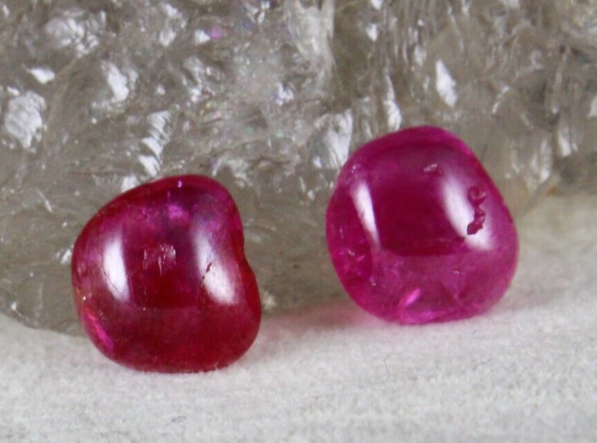 Certified Natural Burmese Ruby 10.48 Ct Fancy Cabochon Gemstone Earring Pair