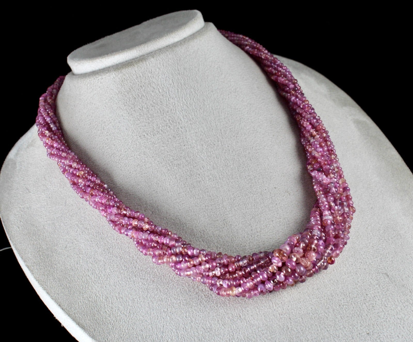 Certified Natural Old Mines Pink Sapphire Ruby 793ct Round Beads Necklace