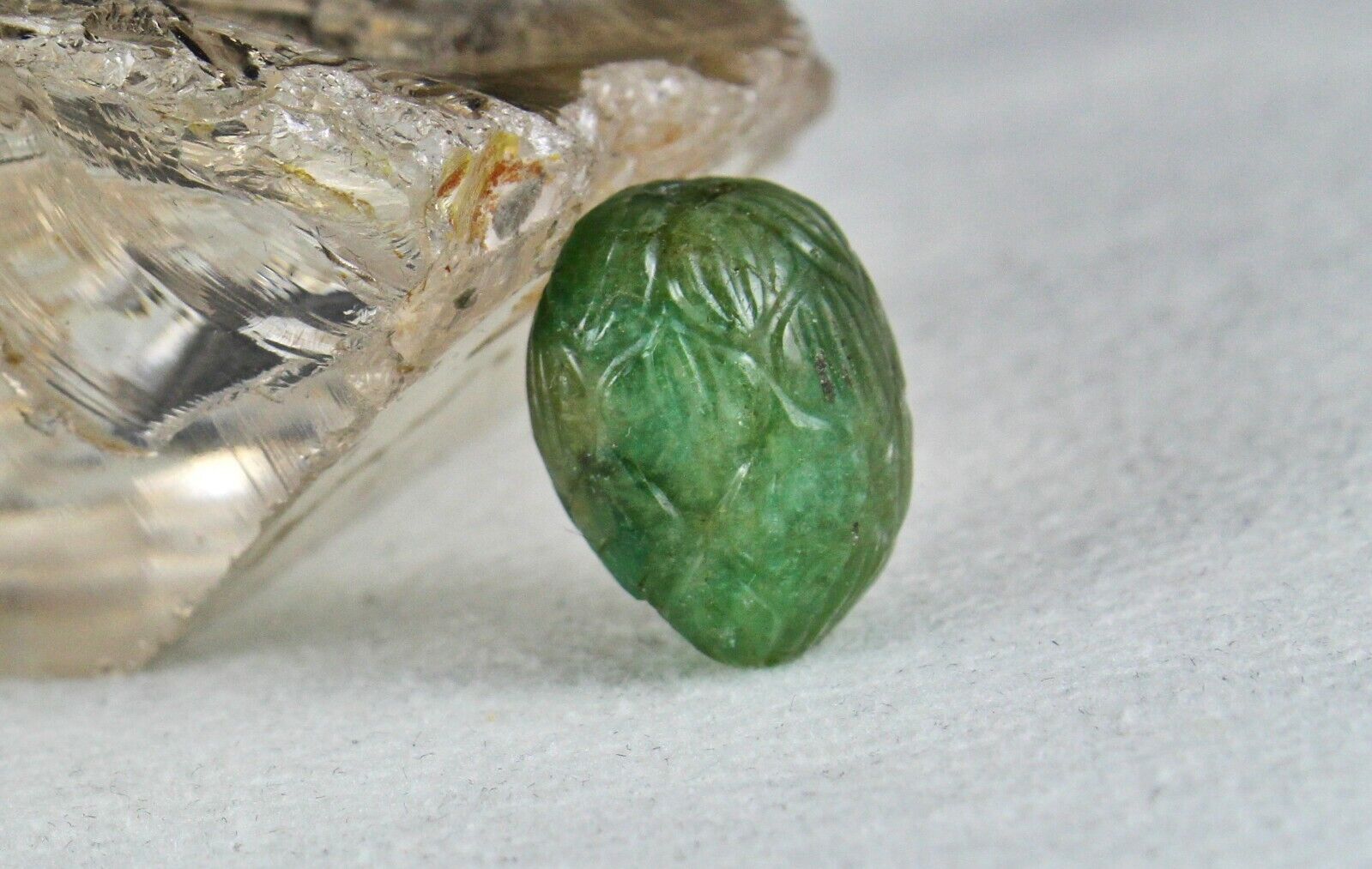 NATURAL UNTREATED EMERALD CARVED BEAD 28.63 CARAT GEMSTONE FOR DESIGNING PENDANT