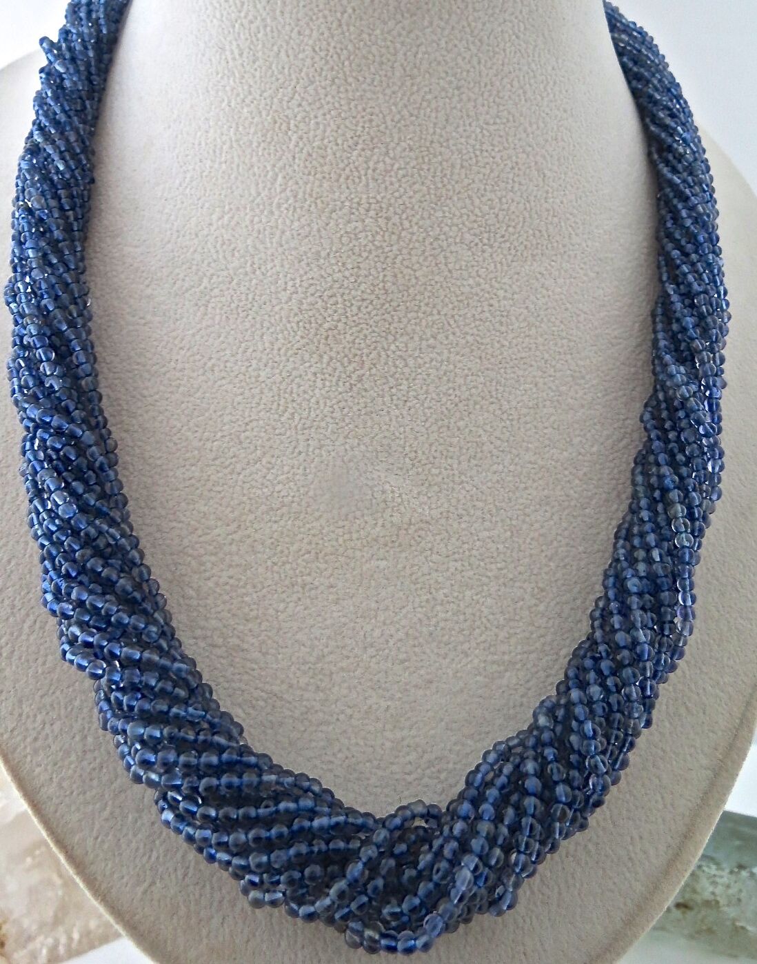 Natural Iolite Beads Round Blue 16 L 417 Ct Gemstone Fashion Silver Necklace