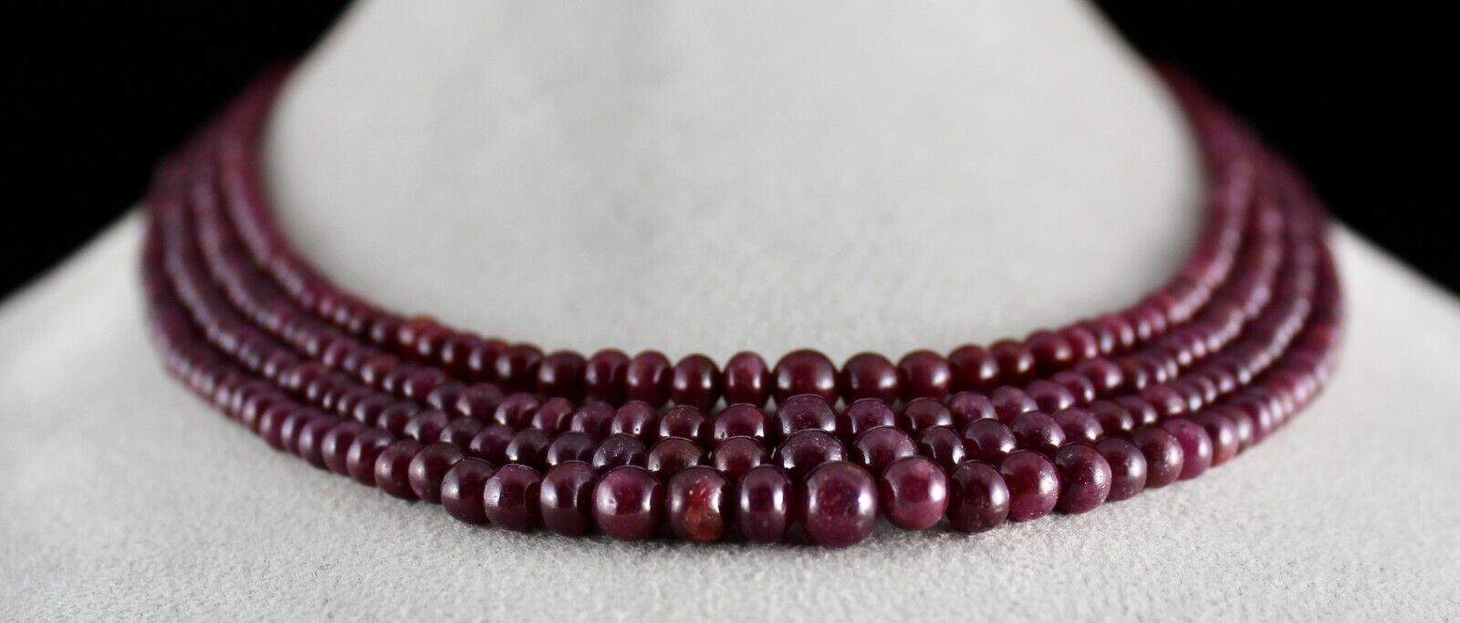 FINE NATURAL RUBY BEADS 4 LINE 439 CARATS ROUND BEADED GEMSTONE PARTY NECKLACE