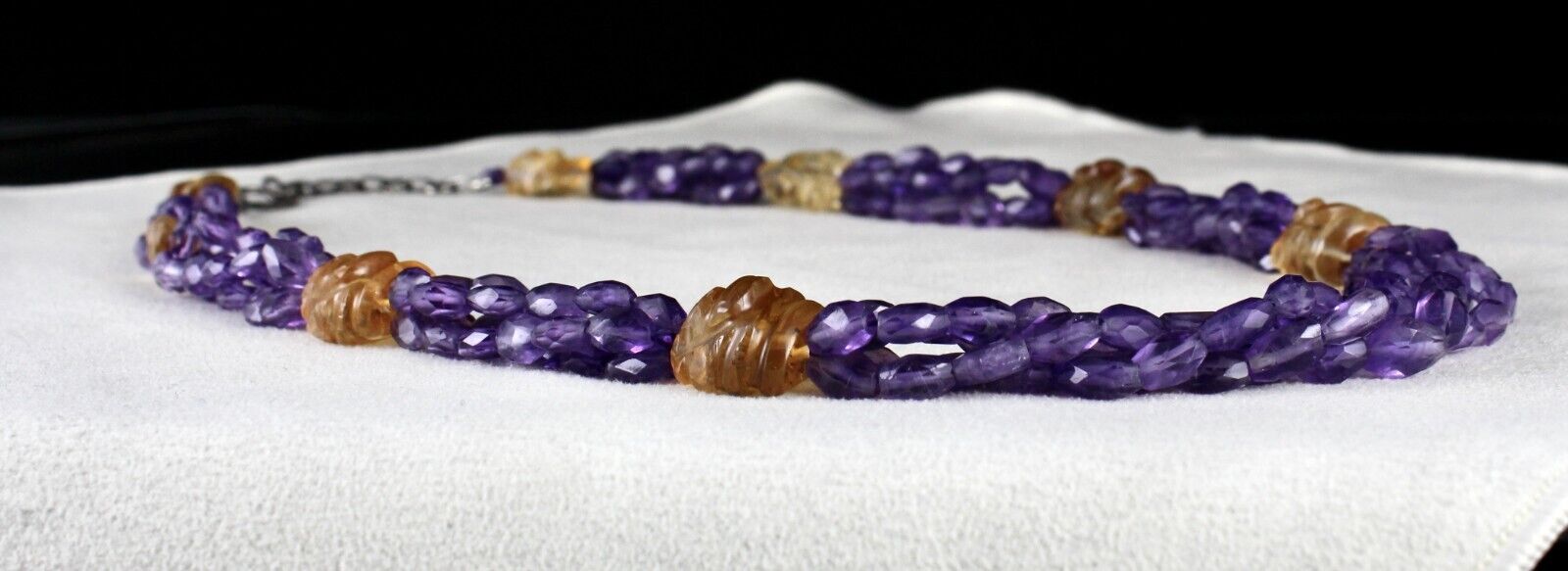 NATURAL AMETHYST FACETED CITRINE GANESHA CARVED BEADED 331 CTS DESIGNER NECKLACE