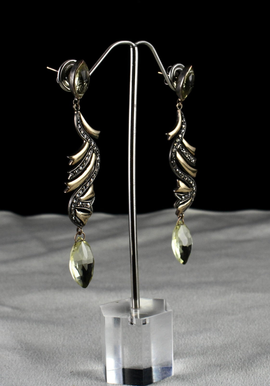 Certified Lemon Quartz 10ct Natural Diamond 18k Gold Sterling Silver Earrings