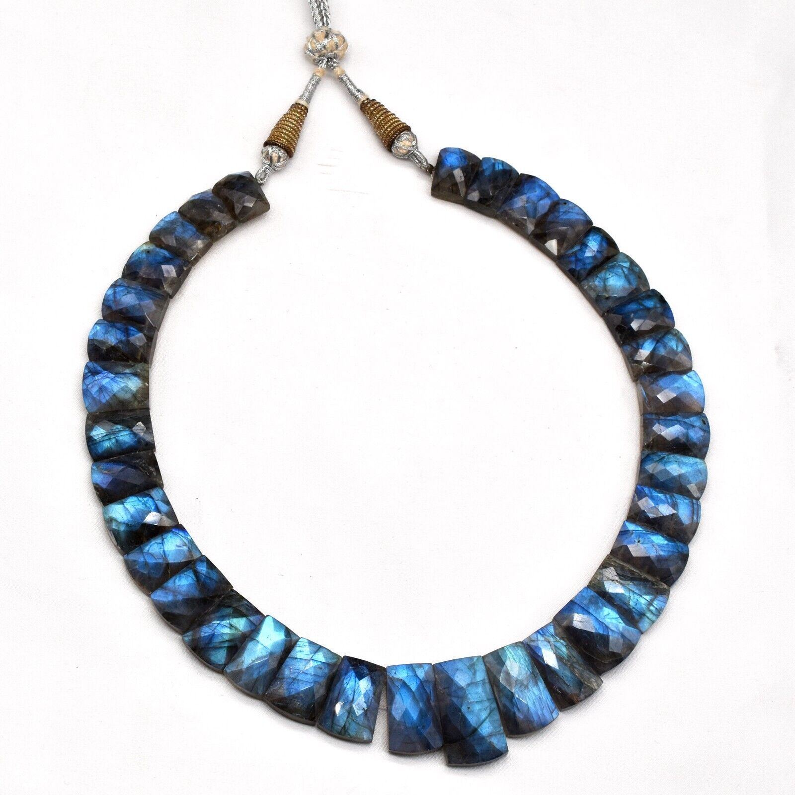 Natural Black labradorite Flat Cut 398 Ct Fine Gemstone Semi Precious Necklace