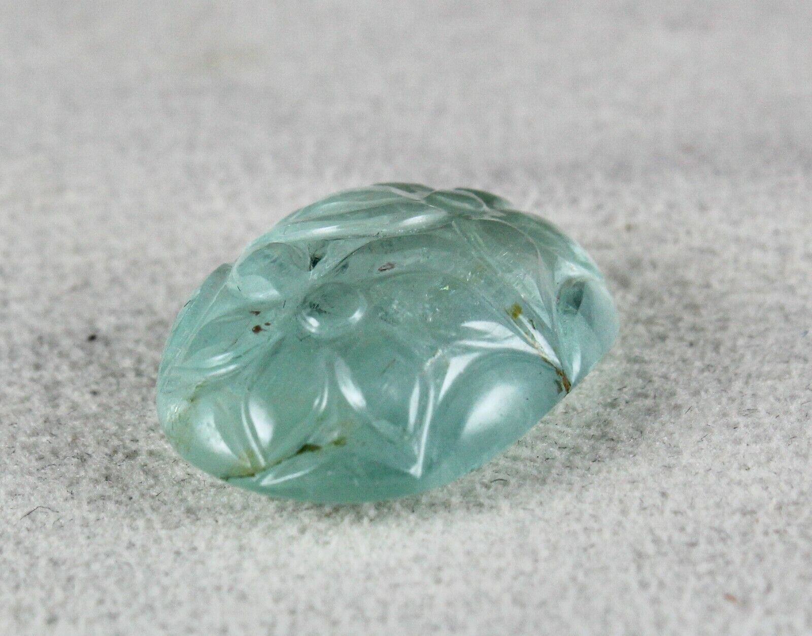 NATURAL BLUE AQUAMARINE CARVED OVAL 25.69 CTS GEMSTONE RING PENDANT DESIGNING
