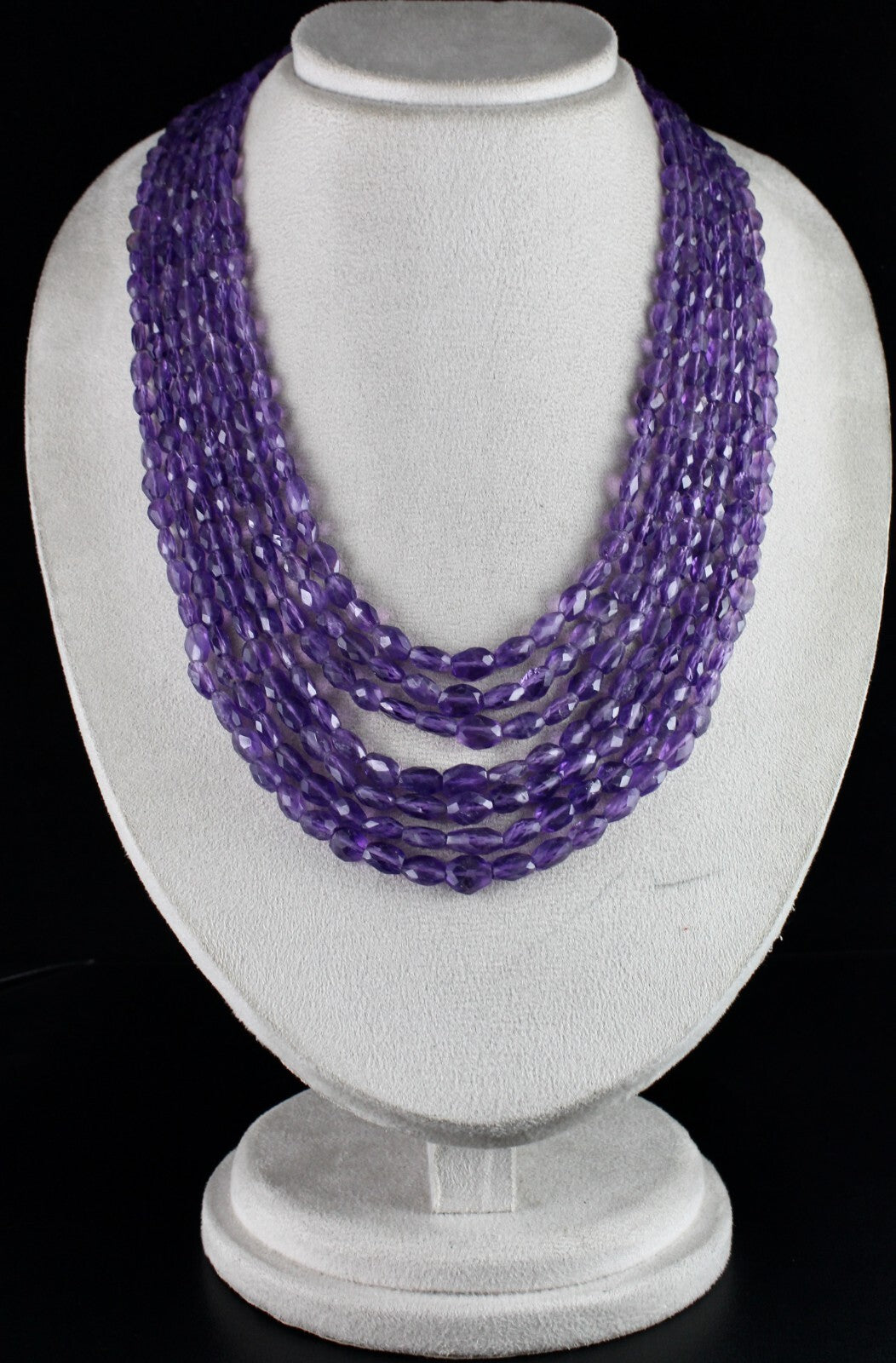 Natural Amethyst Faceted Beads Necklace 817 Ct Long 7" Purple Gemstone