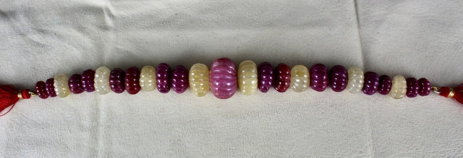 NATURAL RUBY SAPPHIRE BEADS CARVED MELON 25 PCS 474 CARATS GEMSTONE DESIGNING